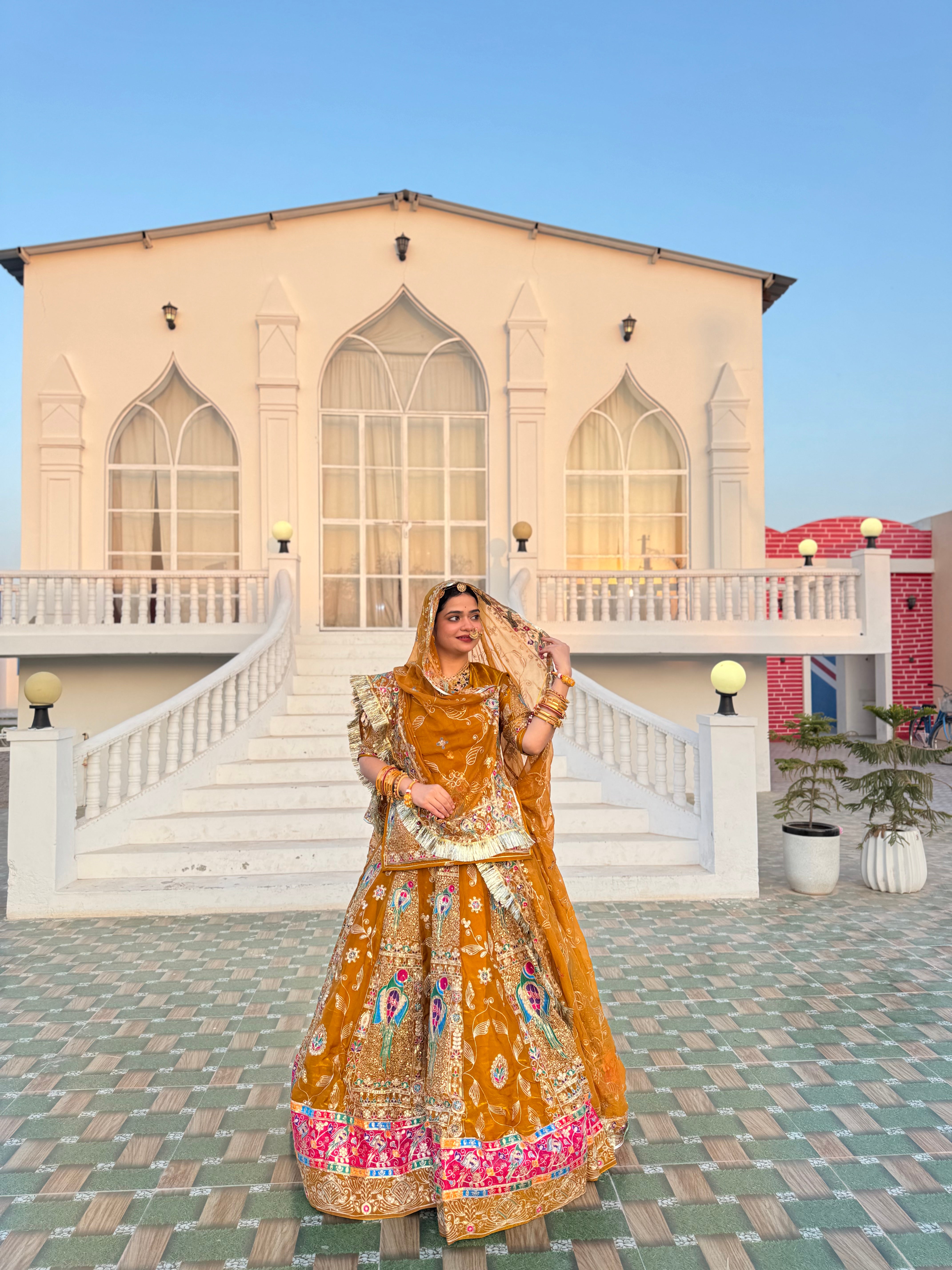 Gajkesri Lehenga Choli with Heavy Embroidery | Royal Wedding & Bridal Wear