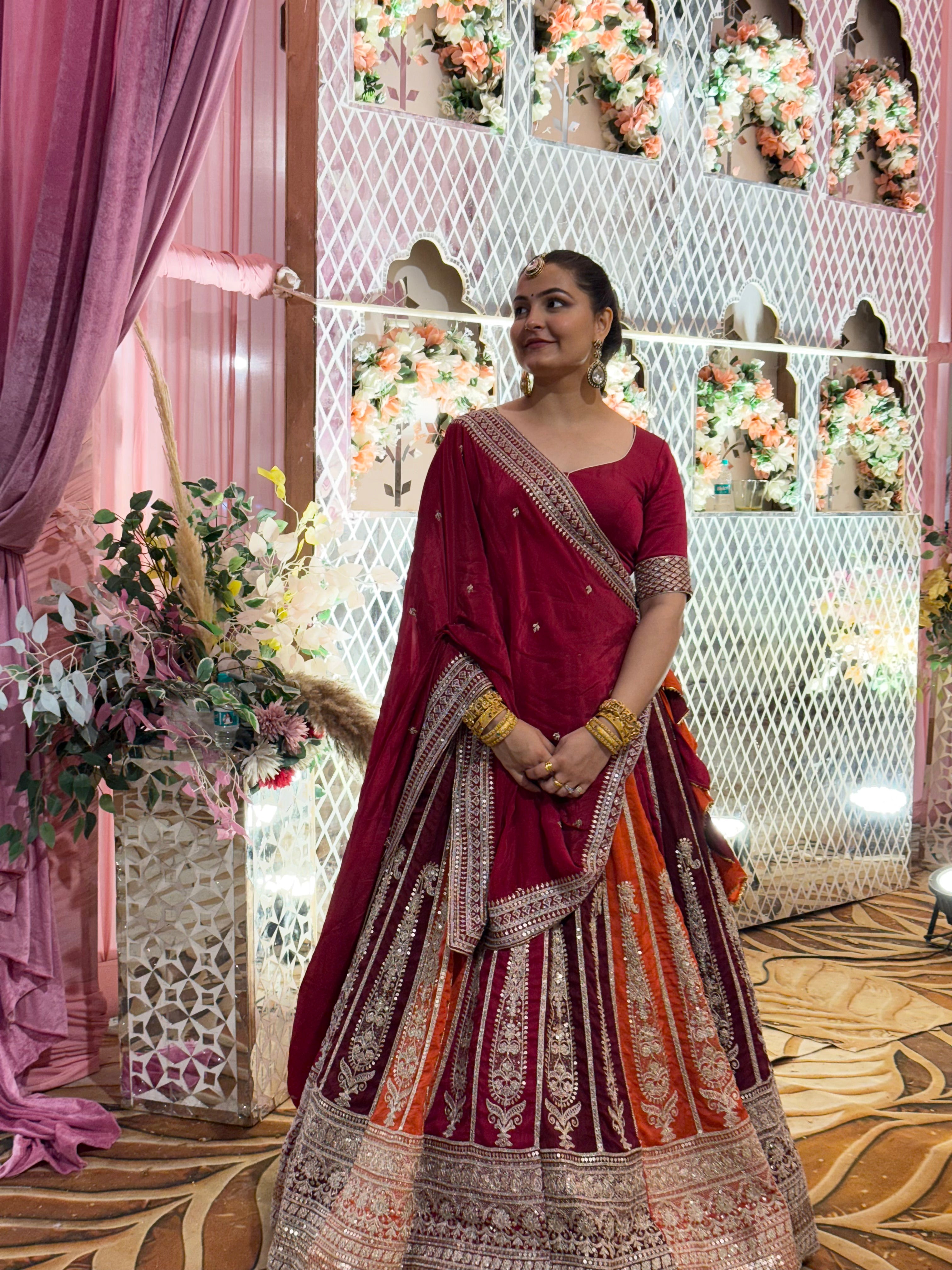 Sabyasachi Inspired Wine Pink Lehenga Choli for Wedding & Bridal Wear