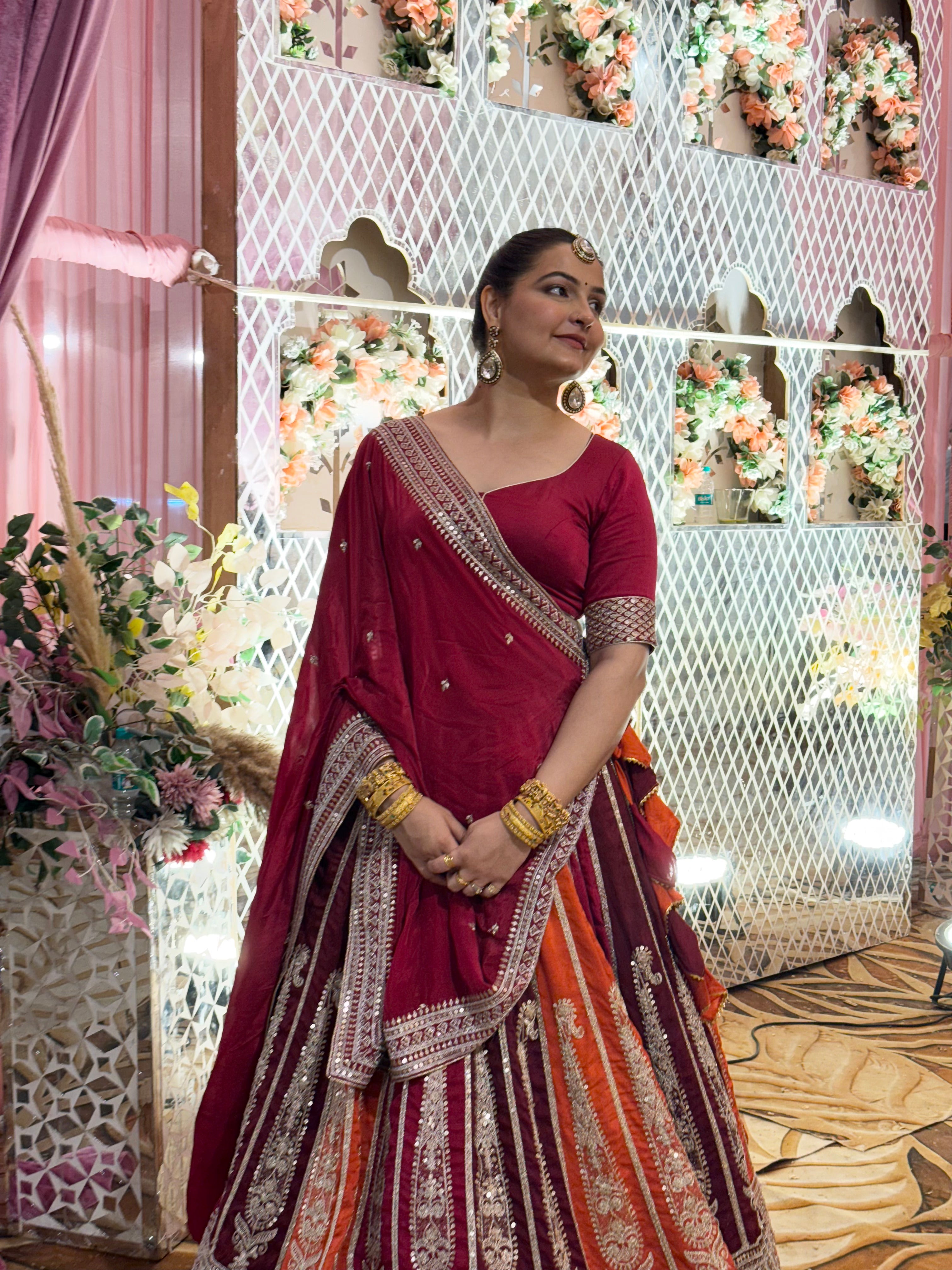 Sabyasachi Inspired Wine Pink Lehenga Choli for Wedding & Bridal Wear
