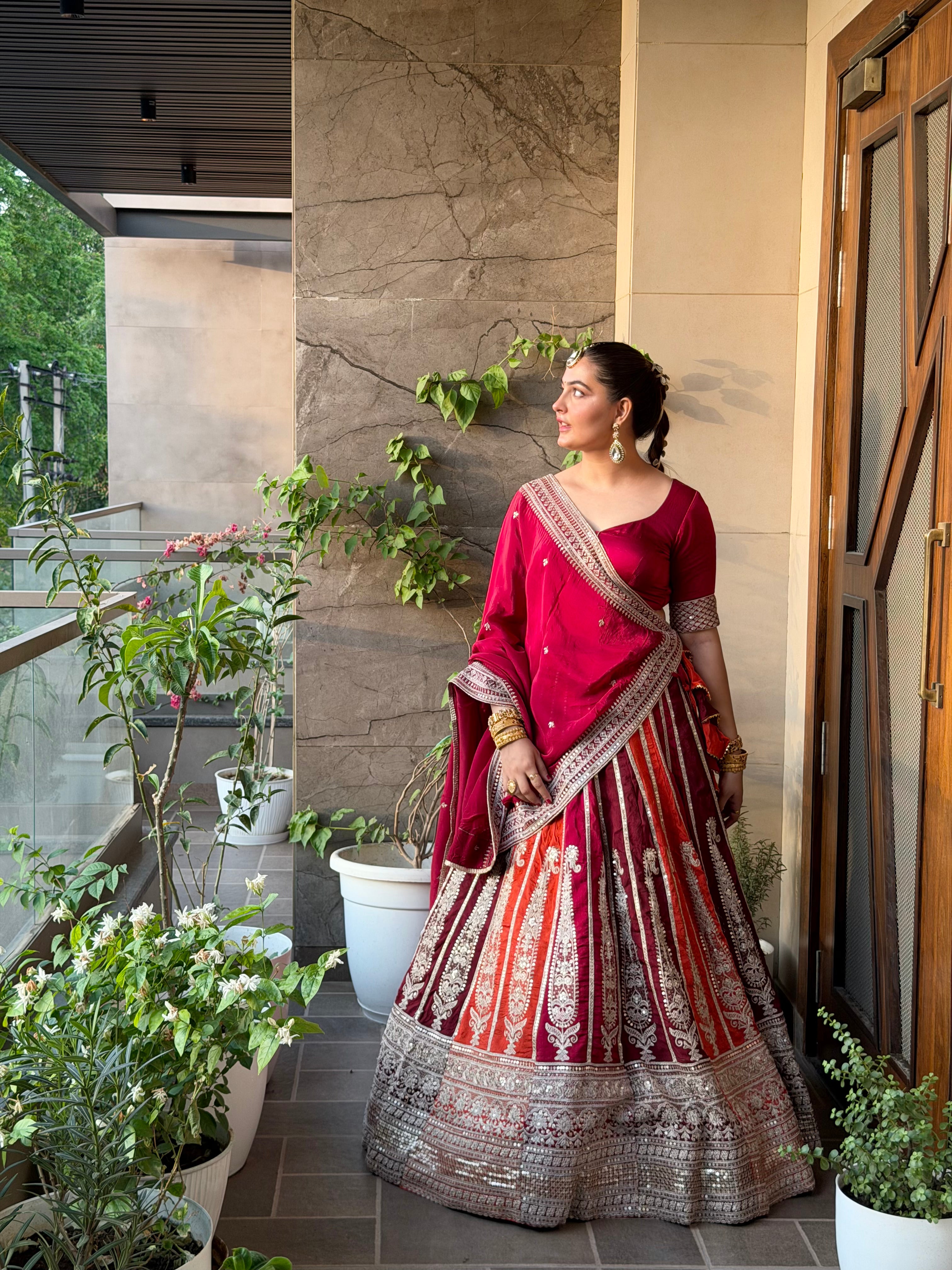 Sabyasachi Inspired Wine Pink Lehenga Choli for Wedding & Bridal Wear