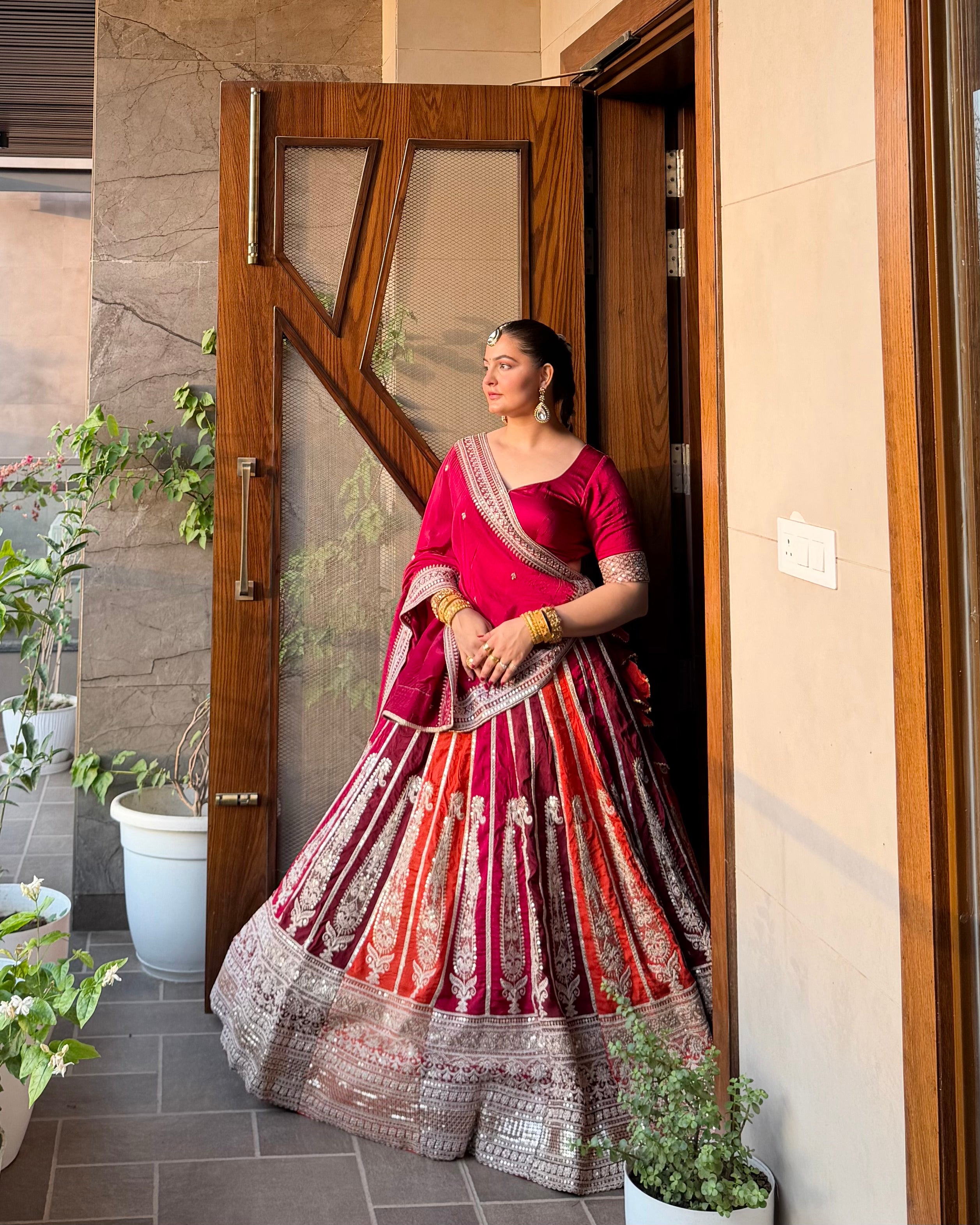 Sabyasachi Inspired Wine Pink Lehenga Choli for Wedding & Bridal Wear