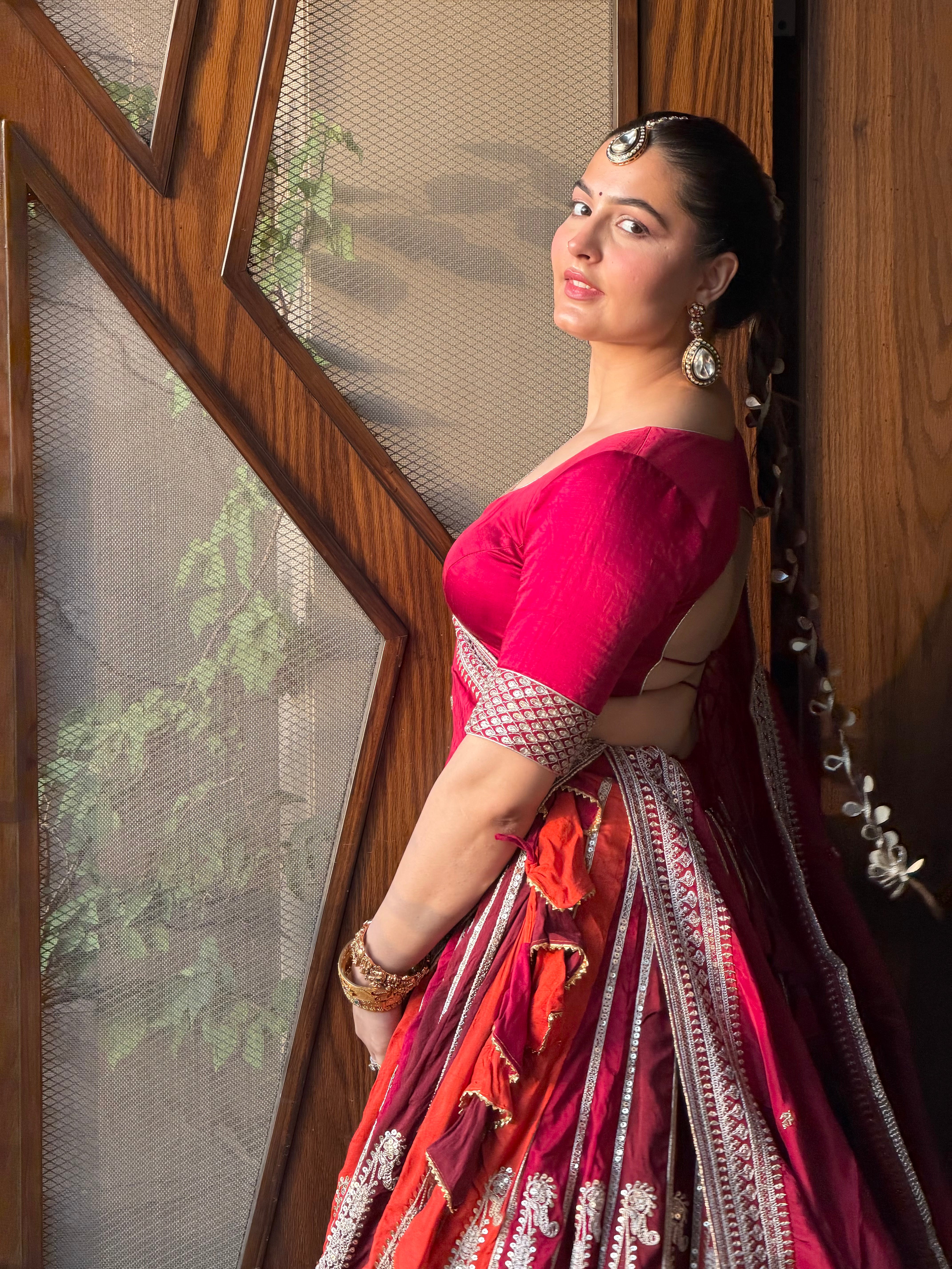 Sabyasachi Inspired Wine Pink Lehenga Choli for Wedding & Bridal Wear