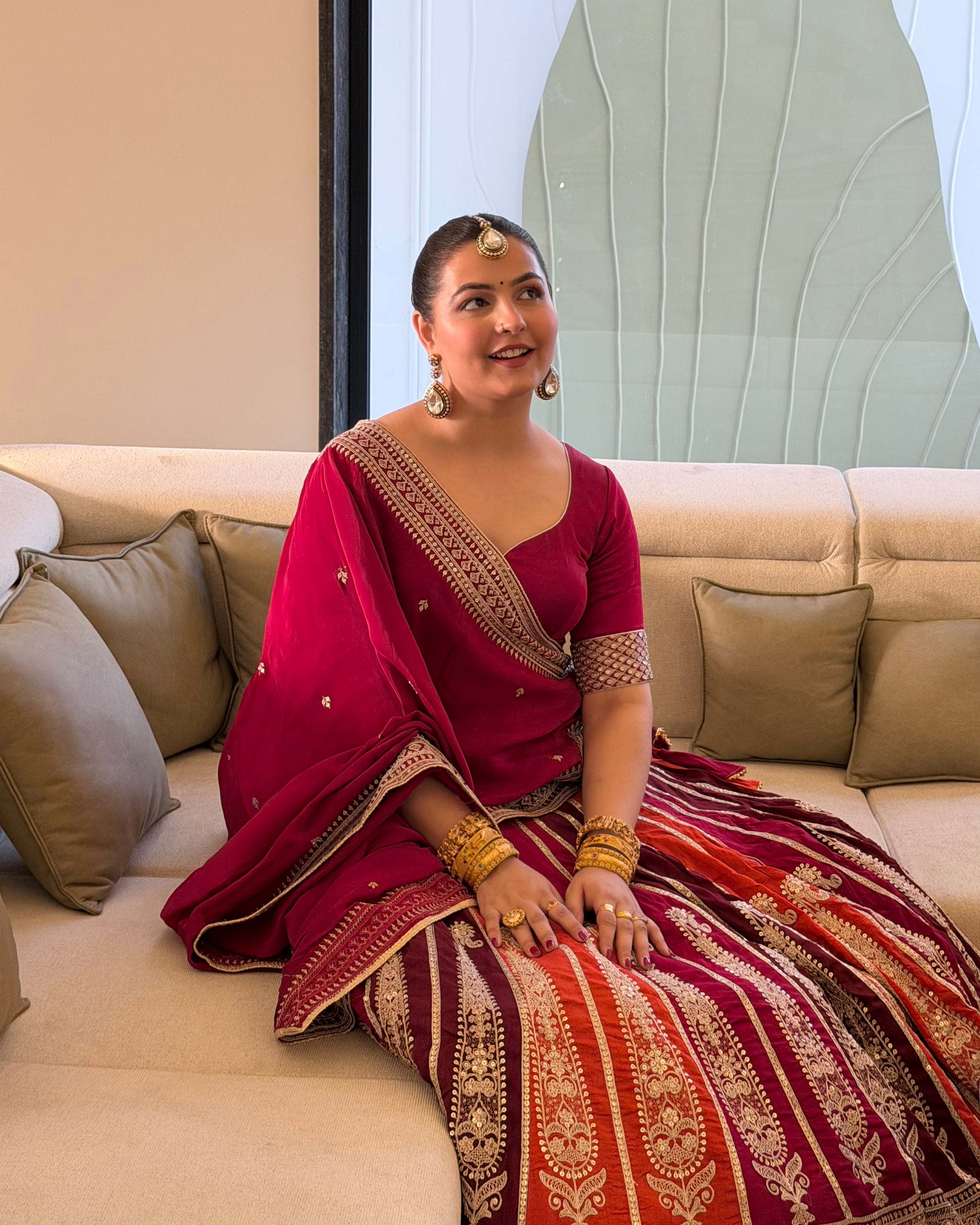 Sabyasachi Inspired Wine Pink Lehenga Choli for Wedding & Bridal Wear