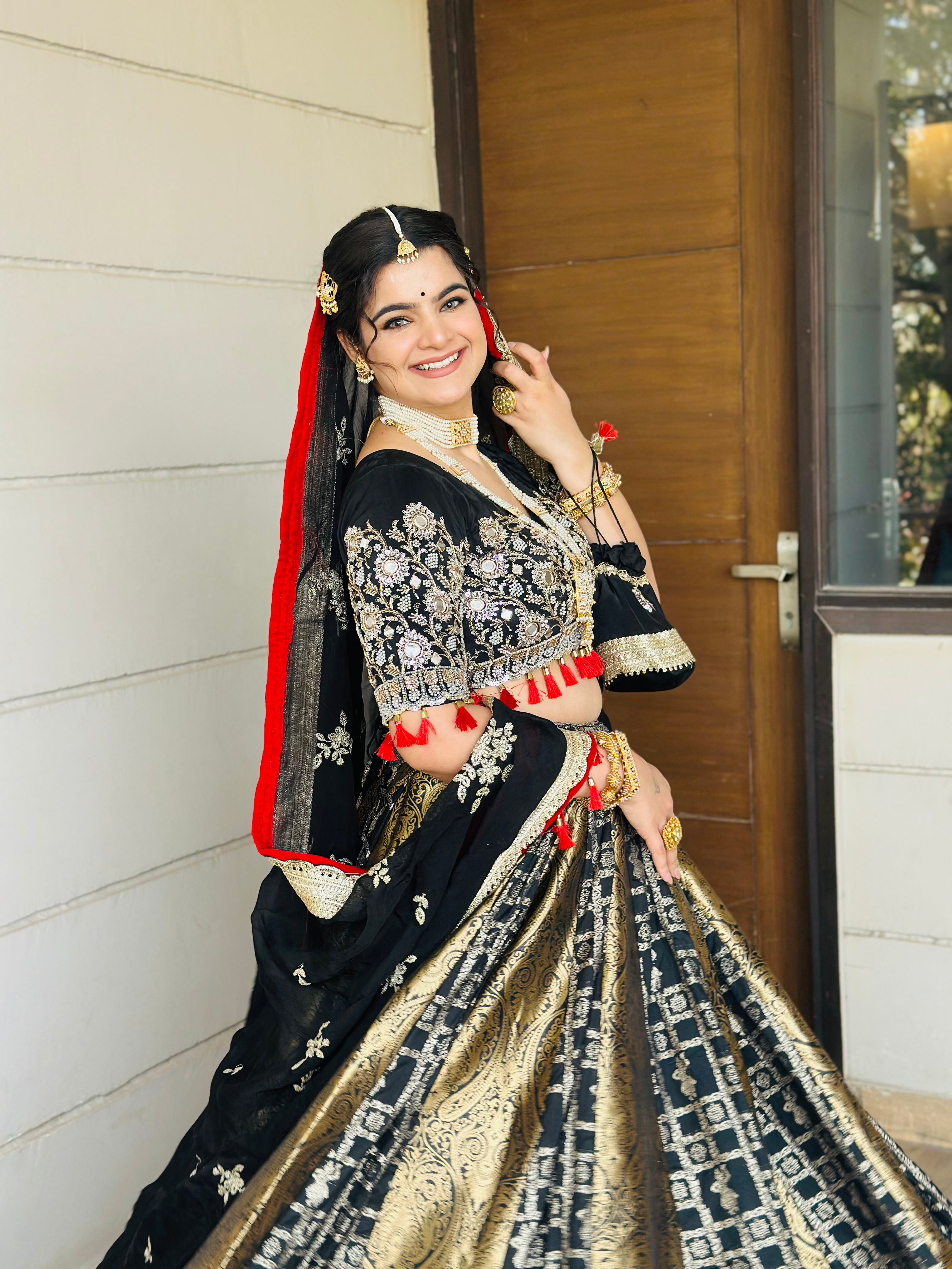 Black Patola Lehenga with Heavy Zari Work & Dupatta | Designer Wedding Wear | Radhika Boutique