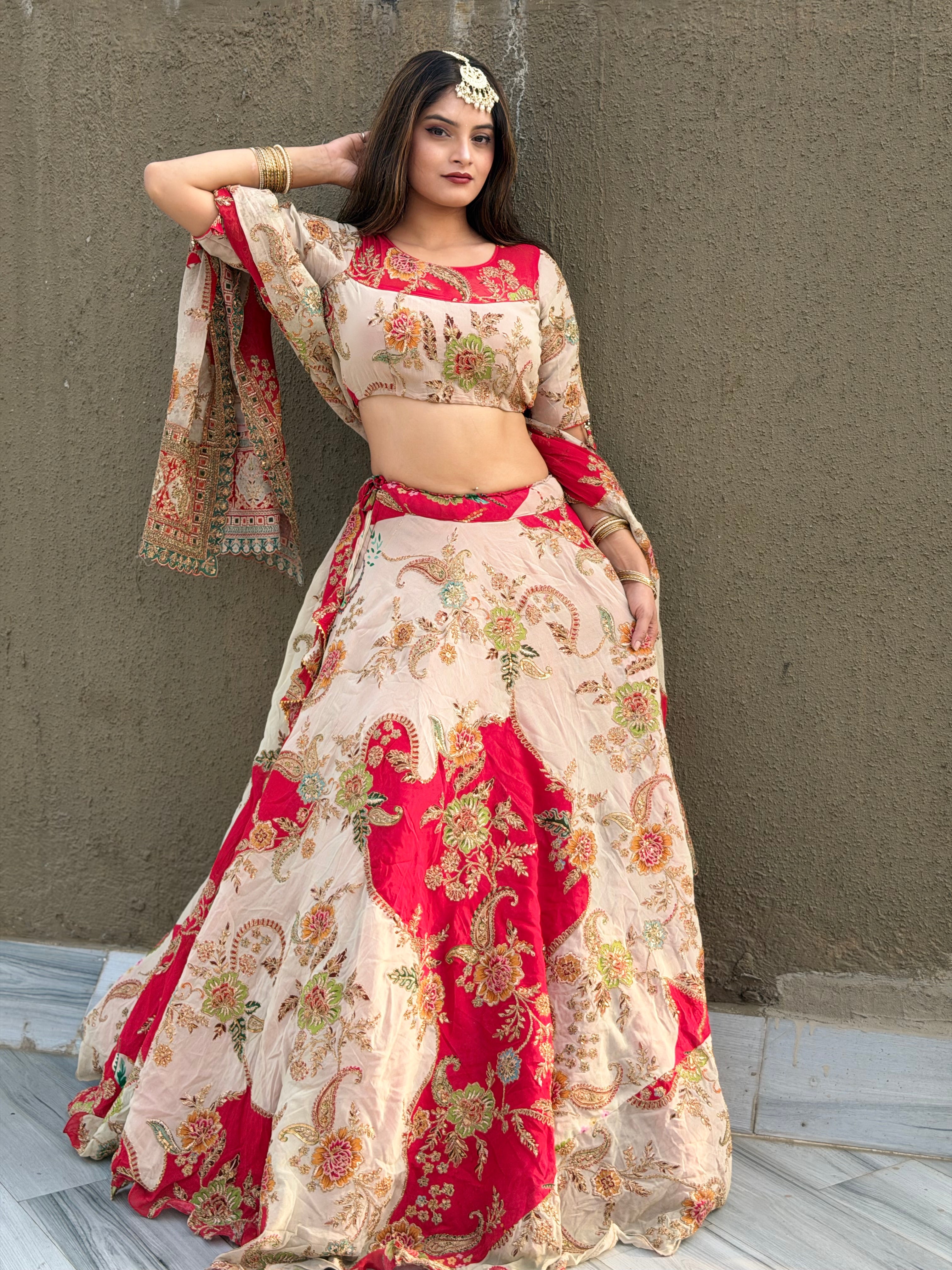 SONPARI Designer Jardosi Work Lehenga with Heavy Dupatta | Wedding & Party Wear