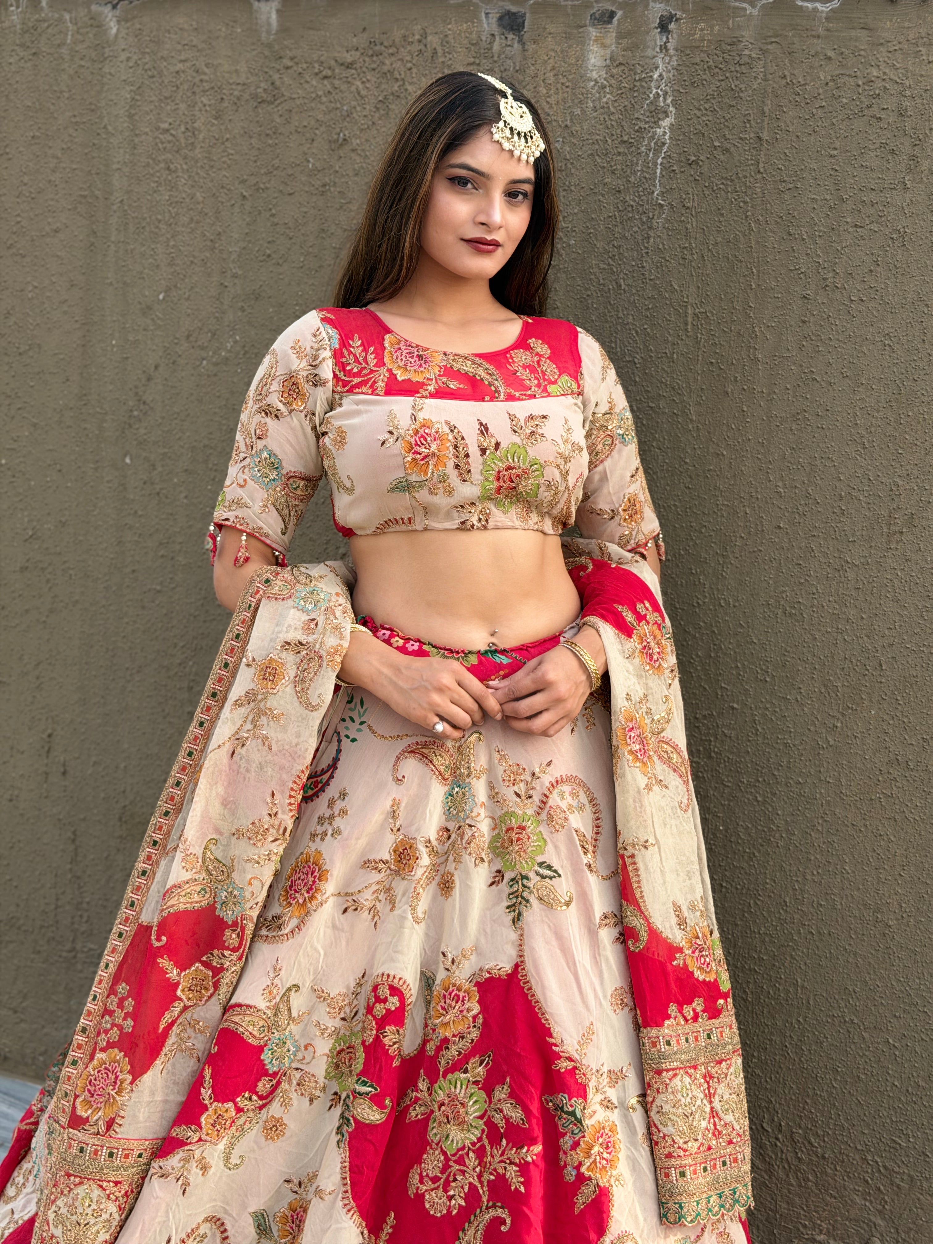 SONPARI Designer Jardosi Work Lehenga with Heavy Dupatta | Wedding & Party Wear