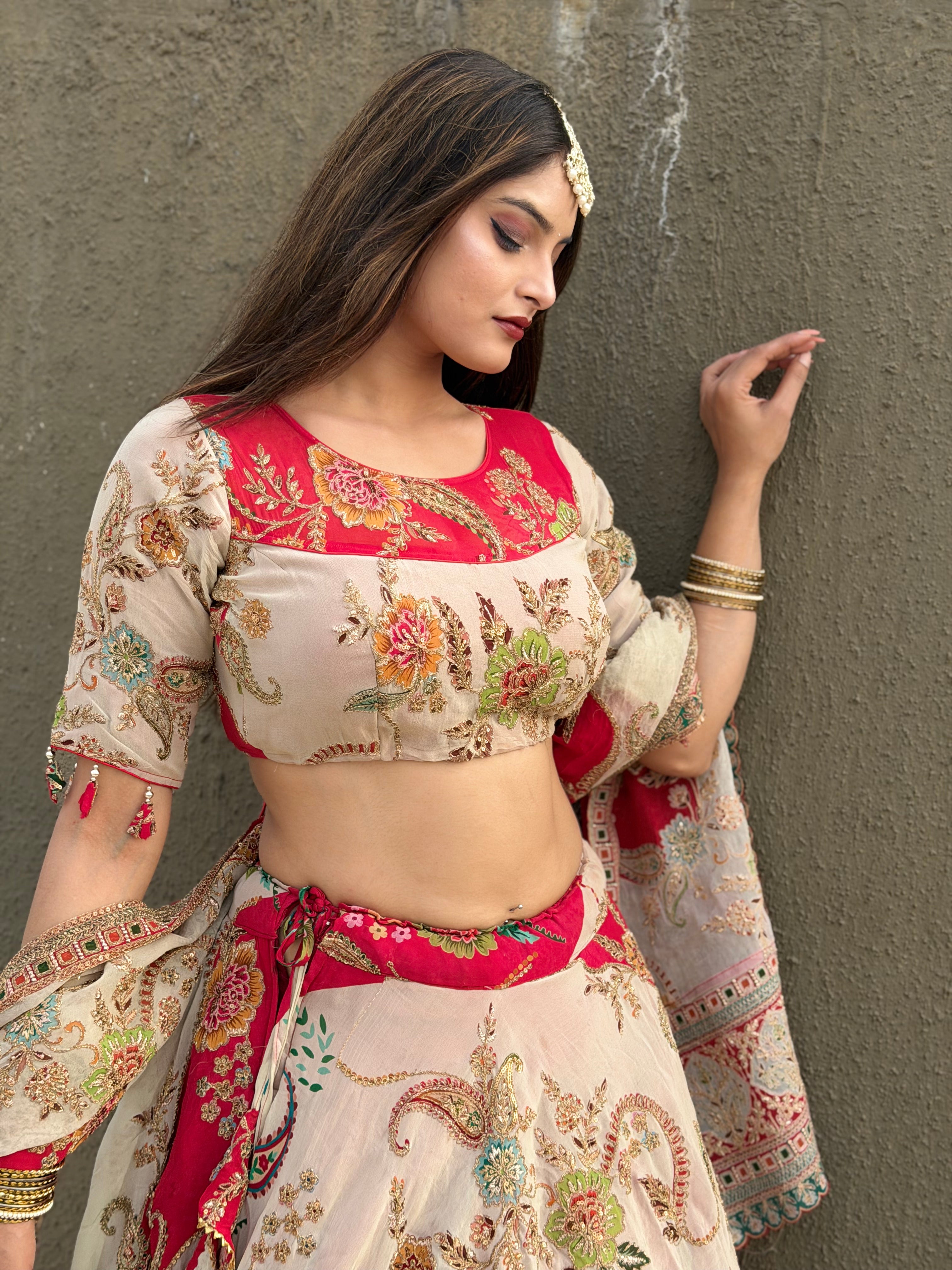 SONPARI Designer Jardosi Work Lehenga with Heavy Dupatta | Wedding & Party Wear