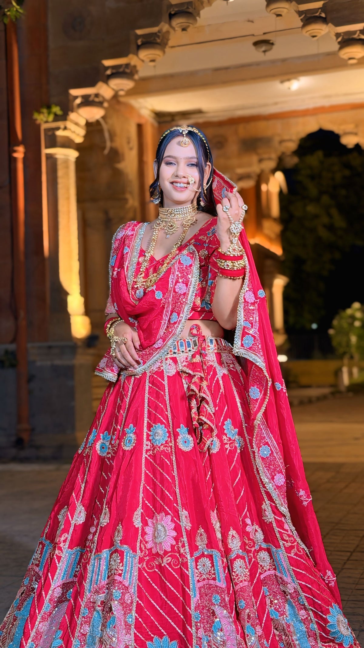 Rani Pink Glass Satin Crepe Jodi Lehenga | Radhika Boutique