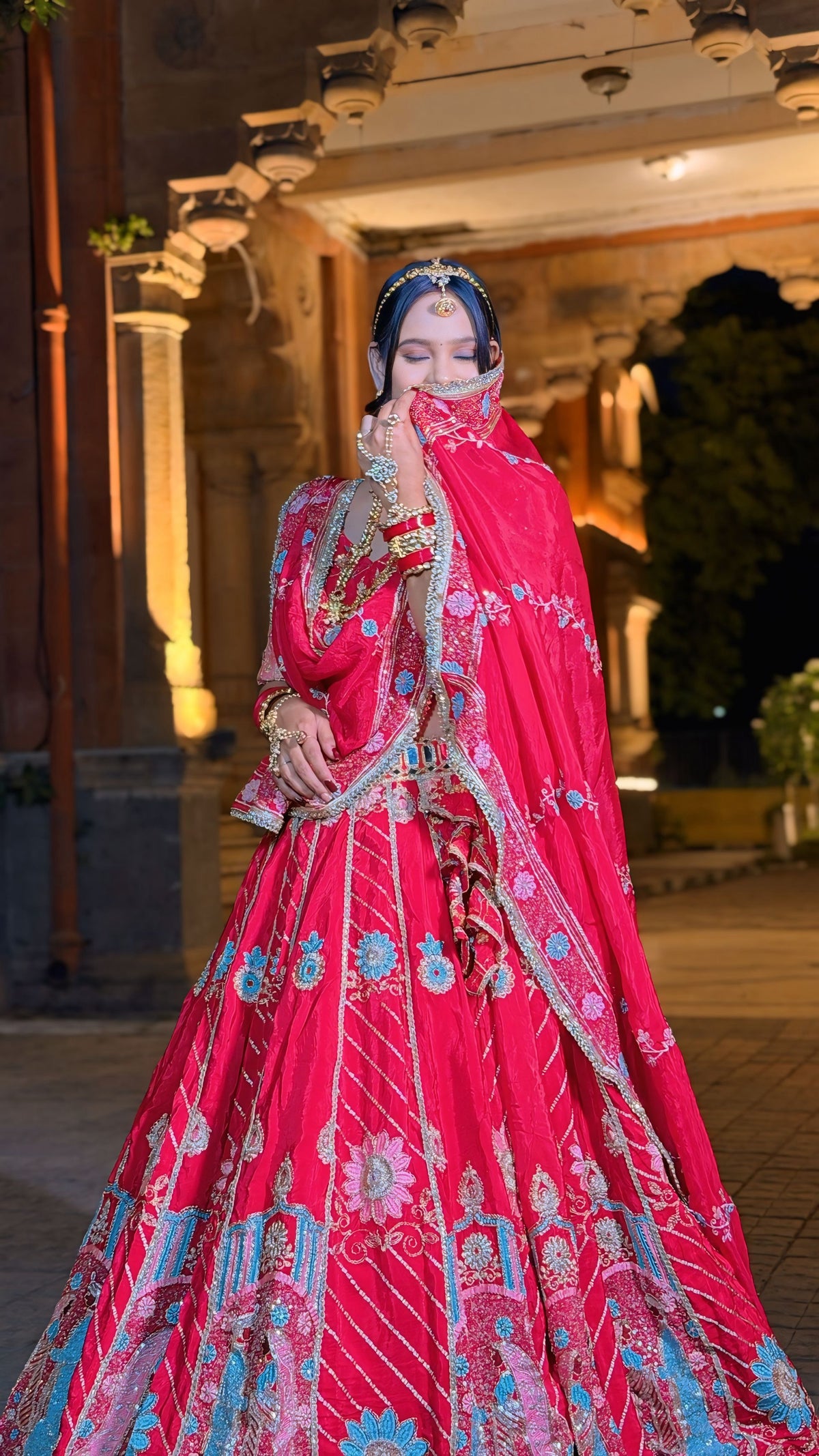 Rani Pink Glass Satin Crepe Jodi Lehenga | Radhika Boutique