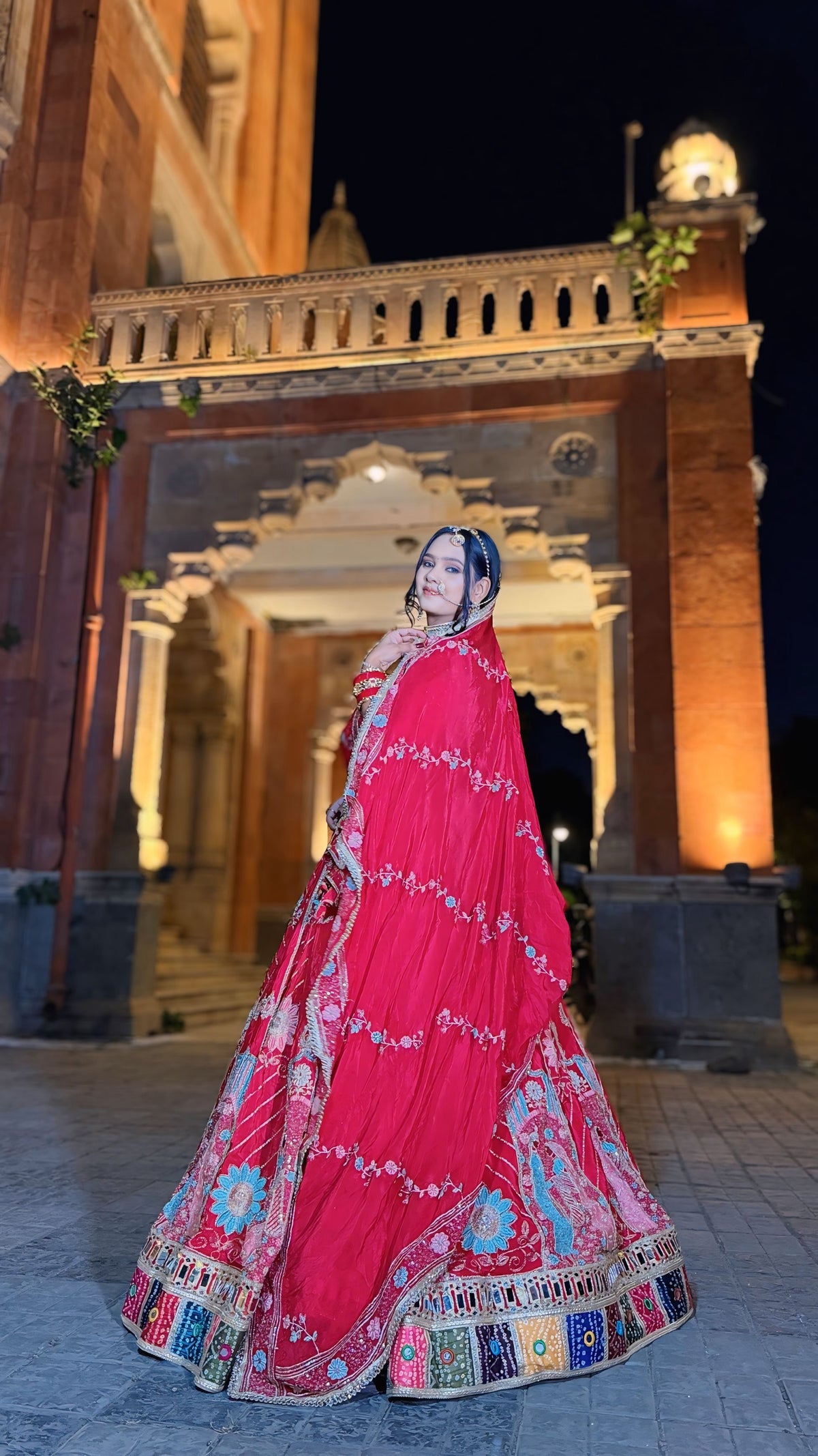 Rani Pink Glass Satin Crepe Jodi Lehenga | Radhika Boutique