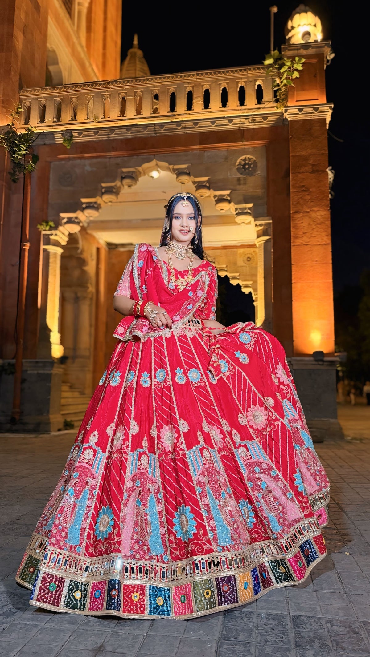 Rani Pink Glass Satin Crepe Jodi Lehenga | Radhika Boutique