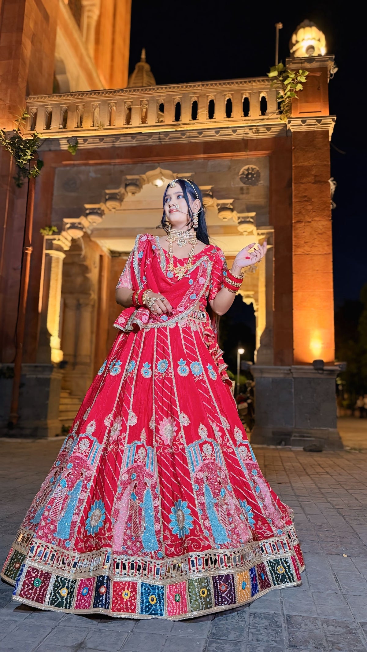 Rani Pink Glass Satin Crepe Jodi Lehenga | Radhika Boutique