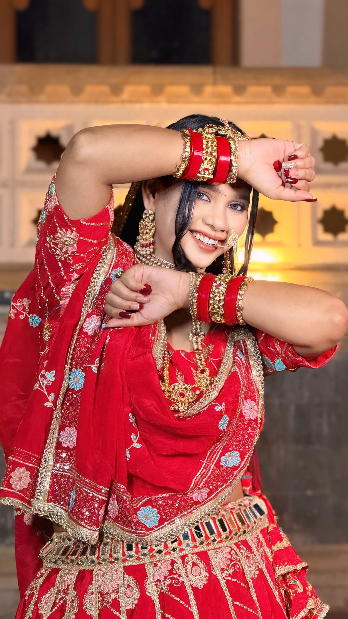Rani Pink Glass Satin Crepe Jodi Lehenga | Radhika Boutique