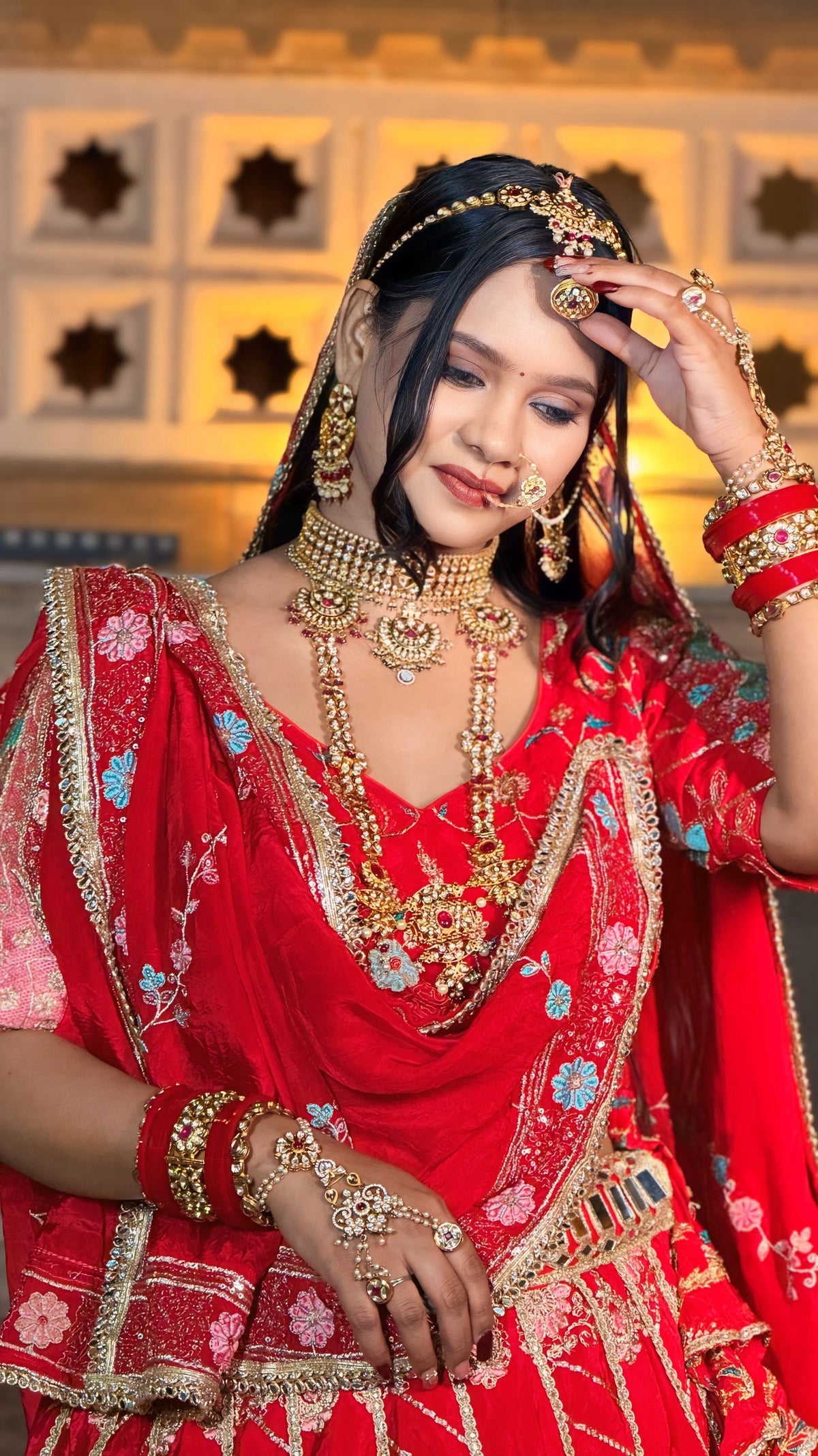 Rani Pink Glass Satin Crepe Jodi Lehenga | Radhika Boutique