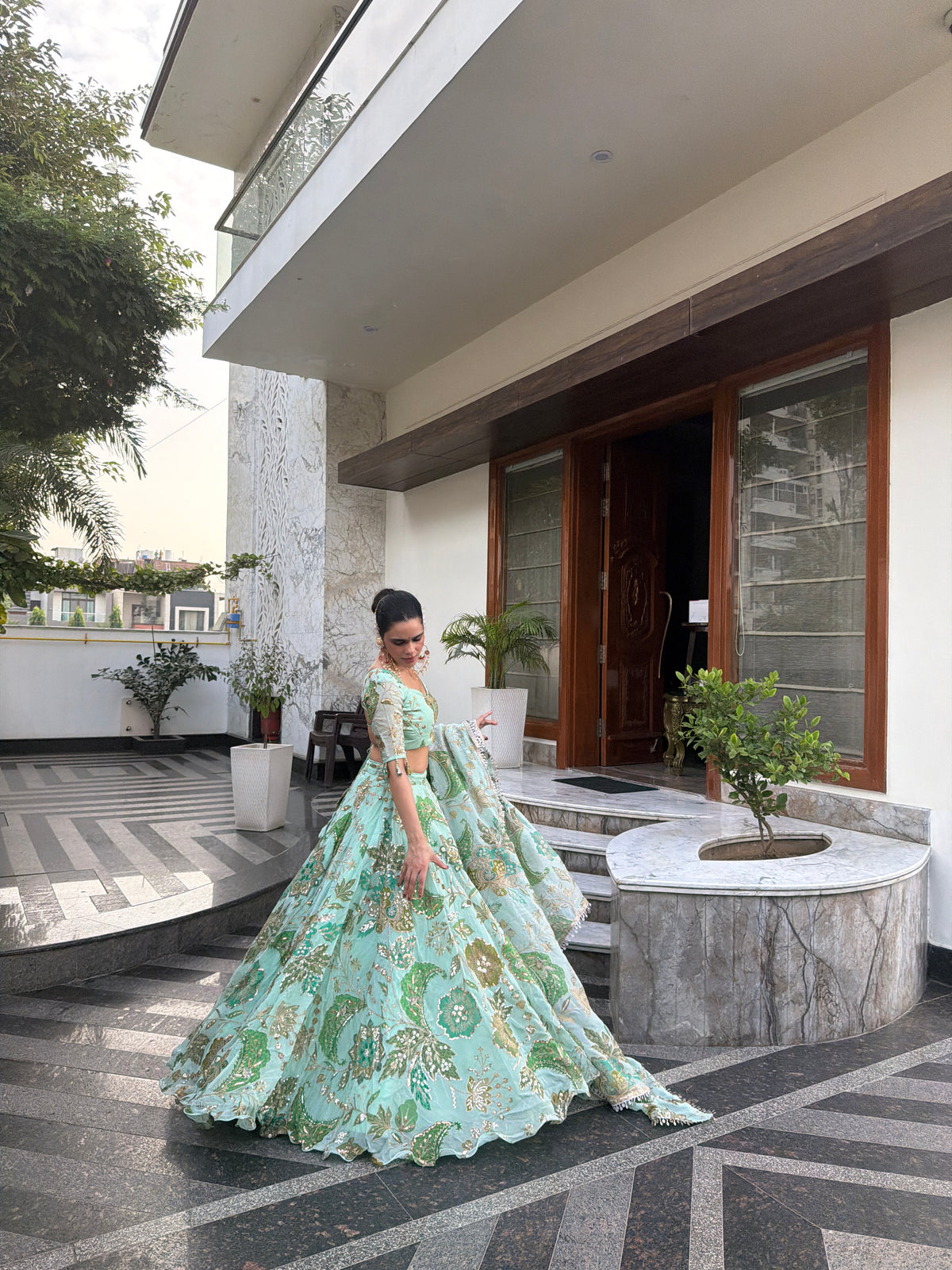 Mint Green Jugni Lehenga with Embroidery | Radhika Boutique