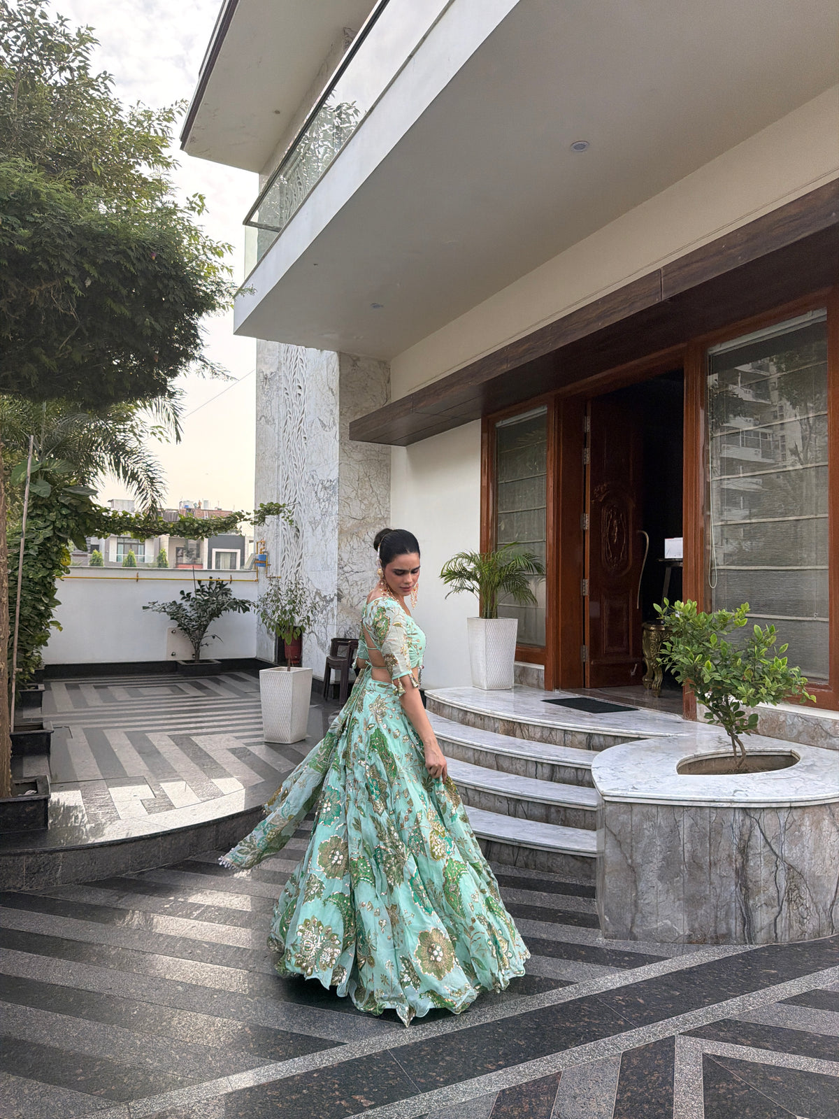 Mint Green Jugni Lehenga with Embroidery | Radhika Boutique