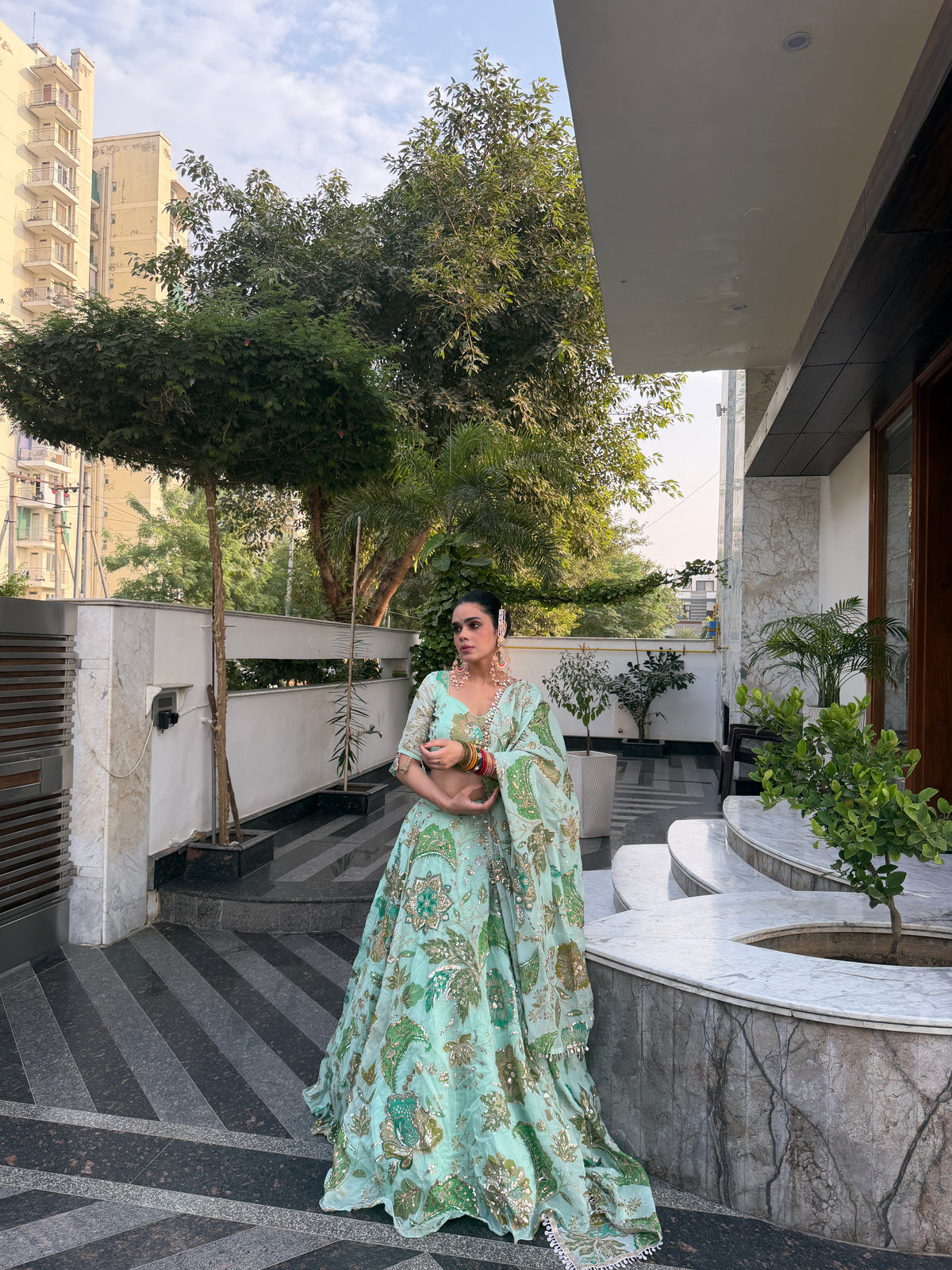 Mint Green Jugni Lehenga with Embroidery | Radhika Boutique