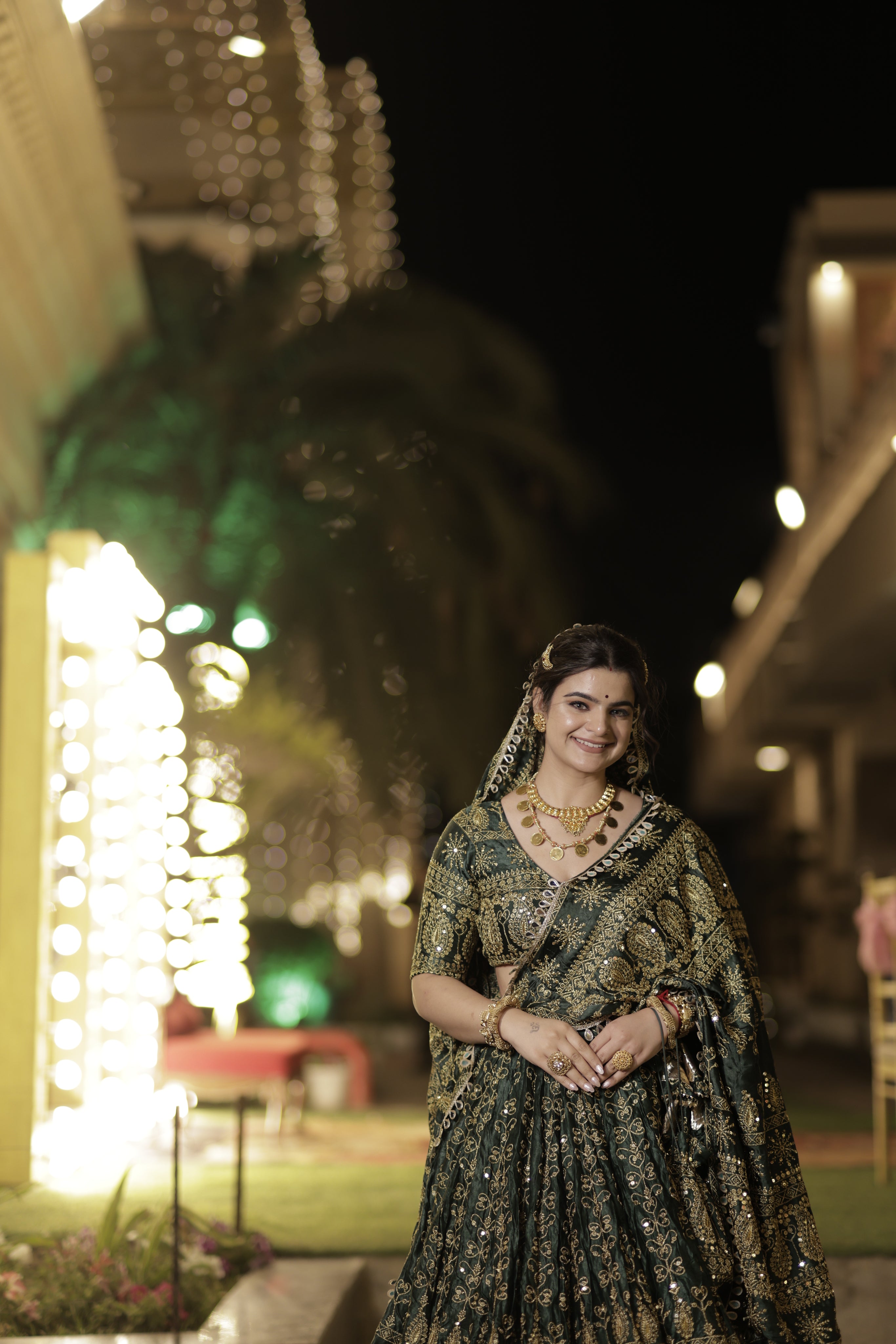 Bairen Lehenga – Dark Green Heavy Embroidered Designer Wedding Wear