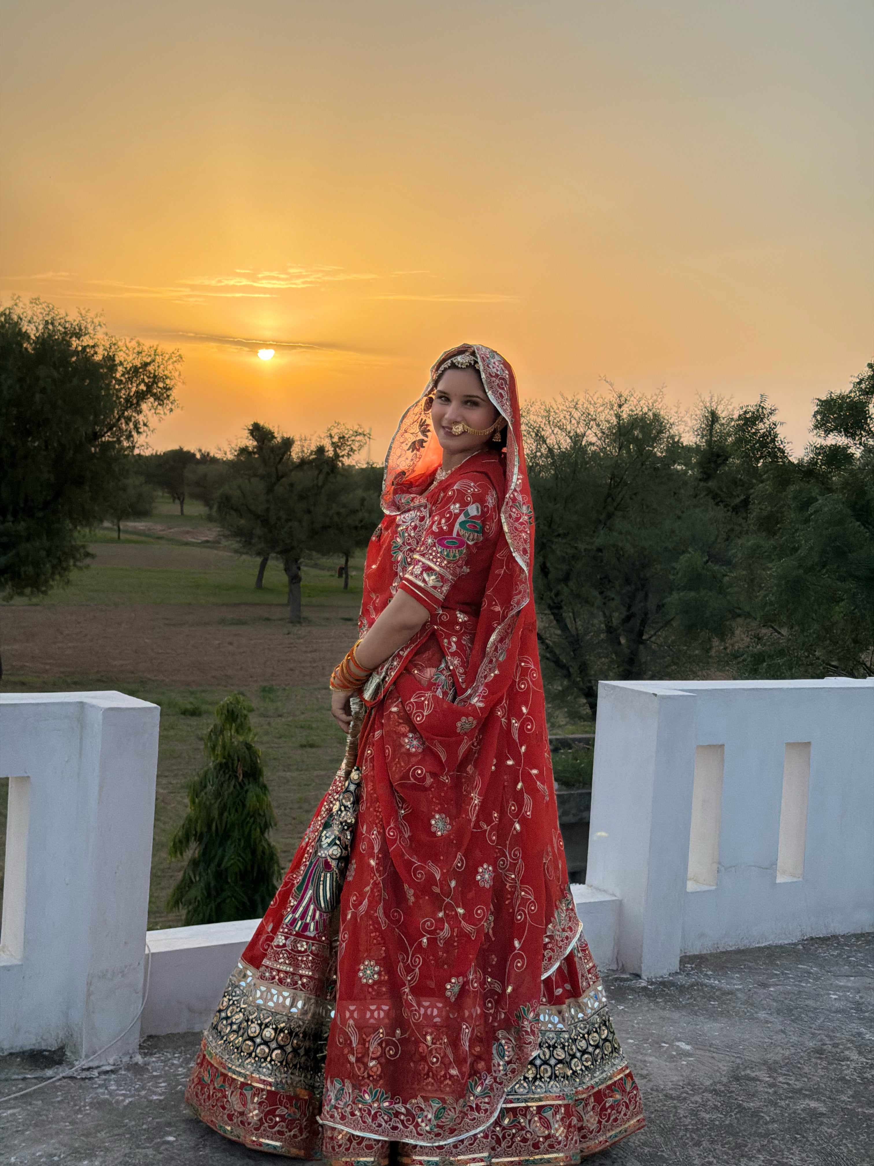 Traditional Red Bandhani Bridal Lehenga for Women | Handcrafted Rajasthani Wedding Lehenga