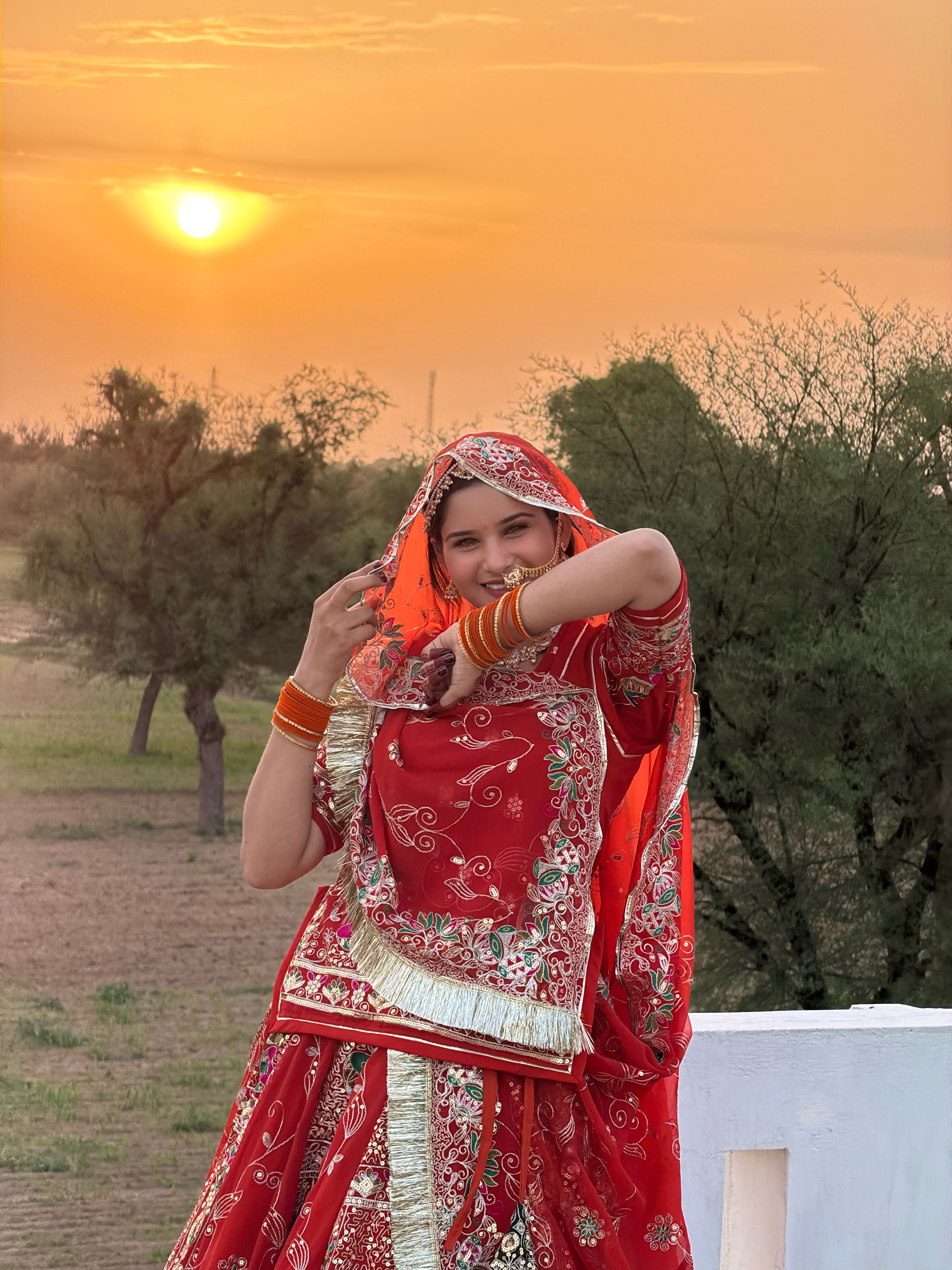 Traditional Red Bandhani Bridal Lehenga for Women | Handcrafted Rajasthani Wedding Lehenga