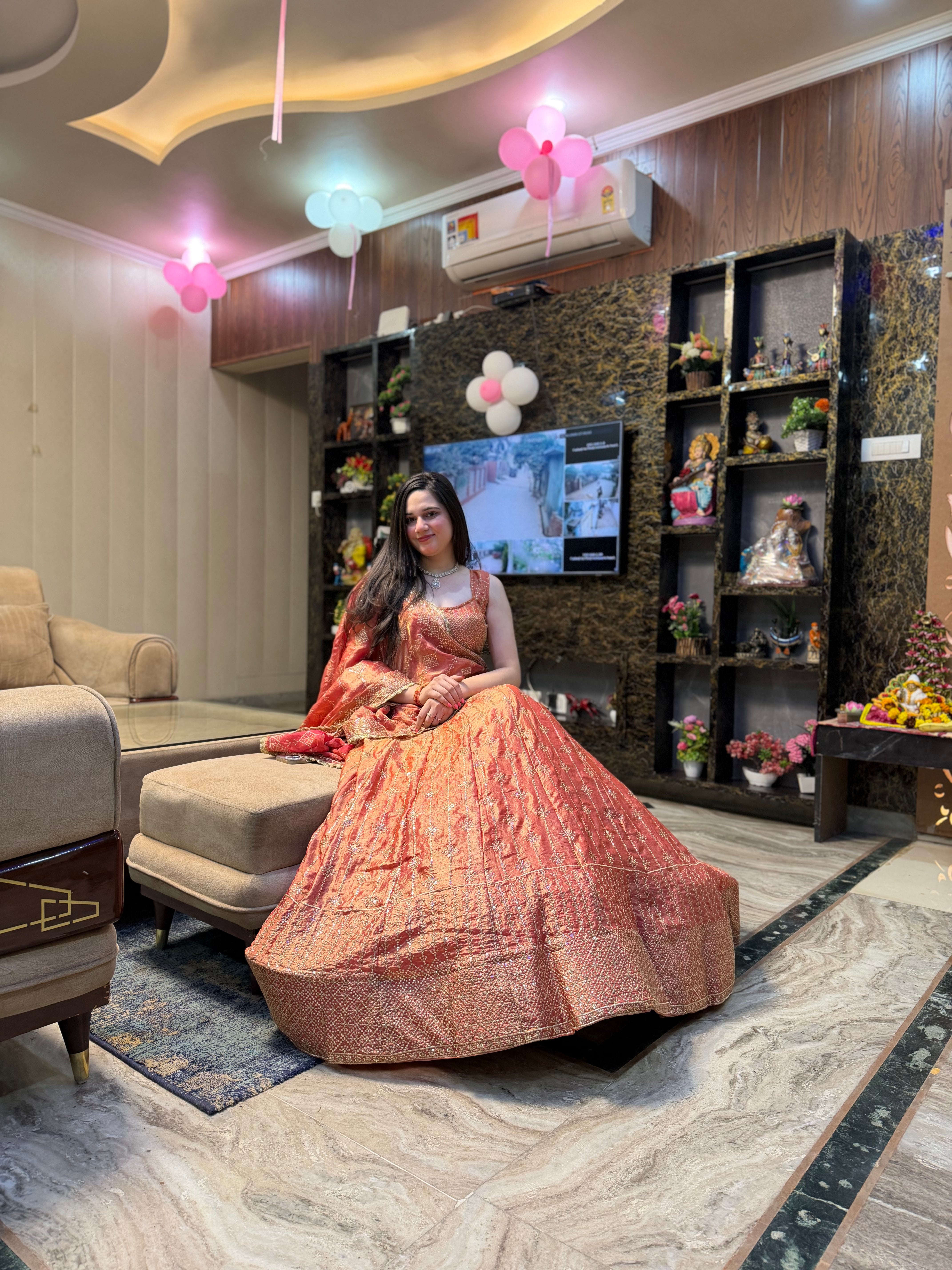 iphone Peach Silk Lehenga Choli with Zari Work | Elegant Bridal & Festive Wear