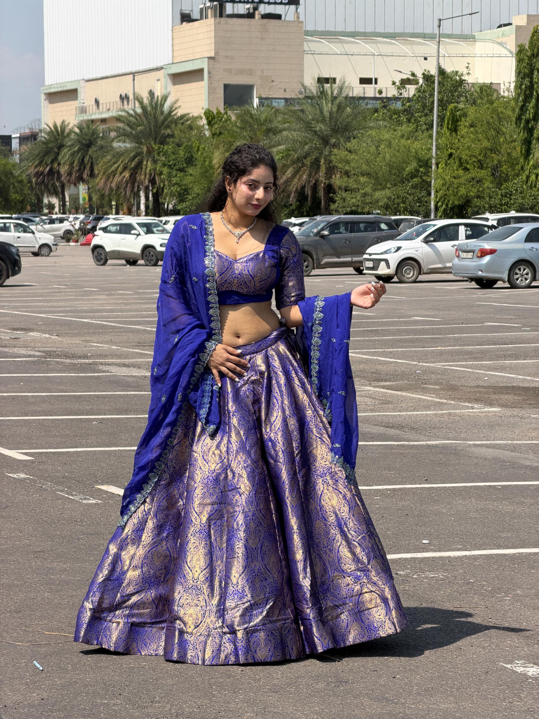 Premium Kanjivaram Lehenga with Hand Work Dupatta | Designer Wedding Wear