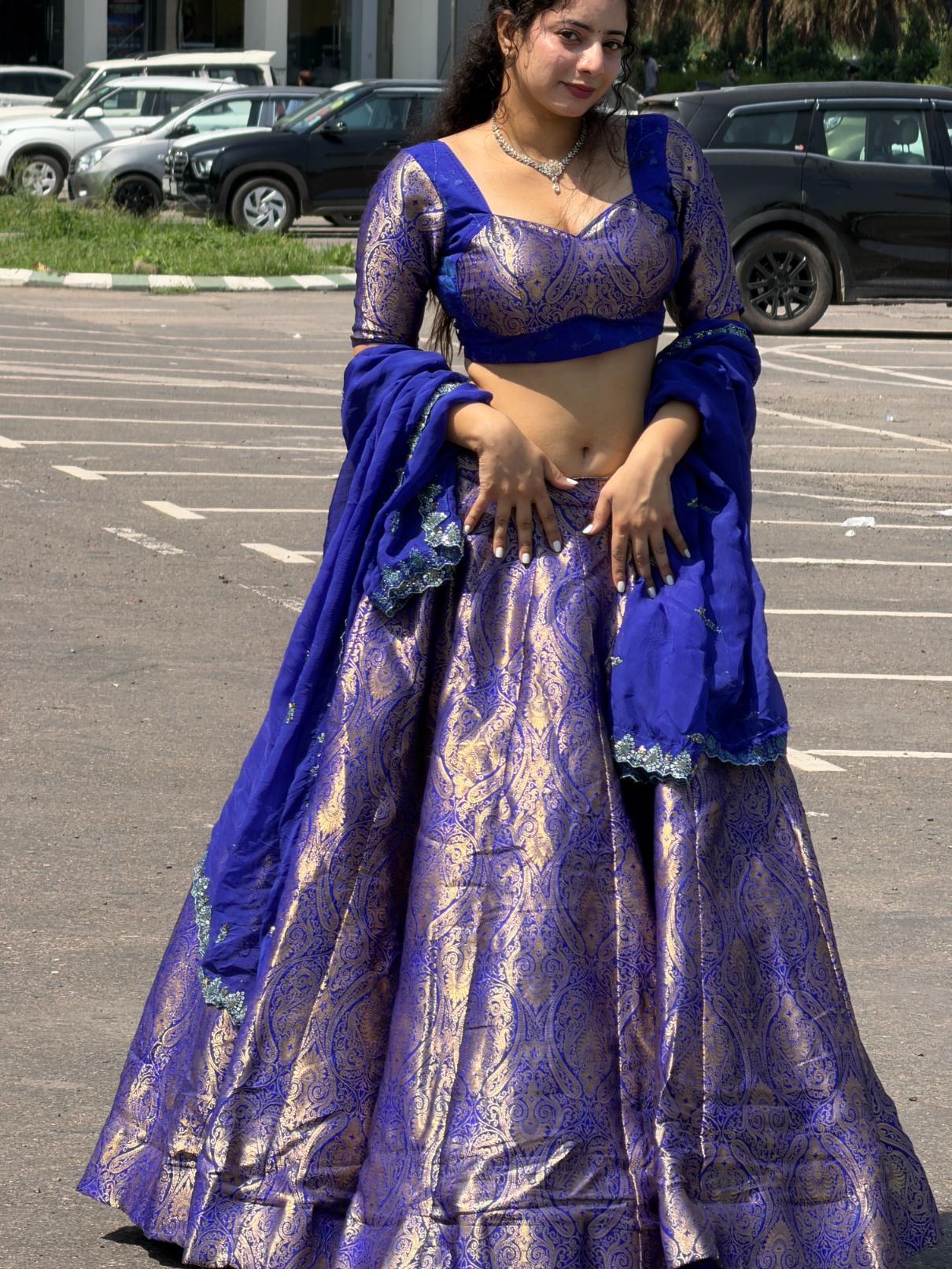 Premium Kanjivaram Lehenga with Hand Work Dupatta | Designer Wedding Wear