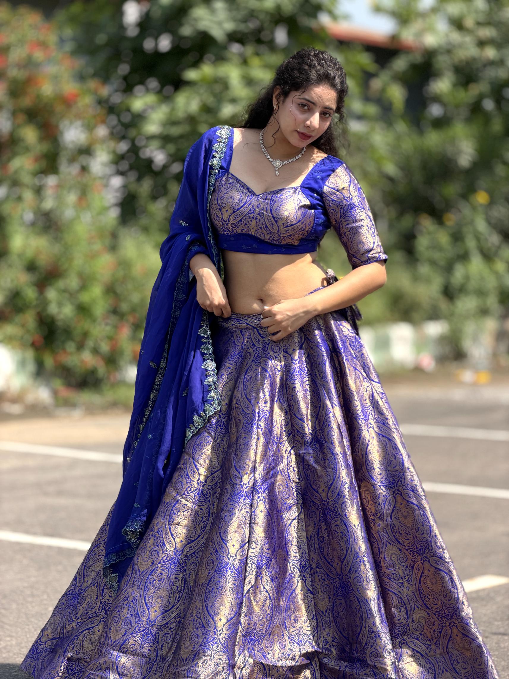 Premium Kanjivaram Lehenga with Hand Work Dupatta | Designer Wedding Wear