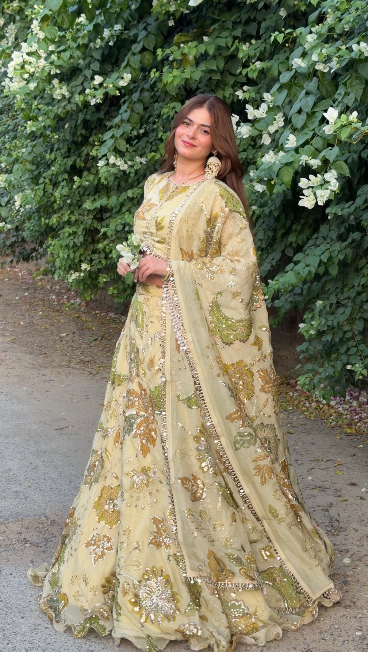 Pastel Yellow Jugni Lehenga with Floral Embroidery | Designer Wear