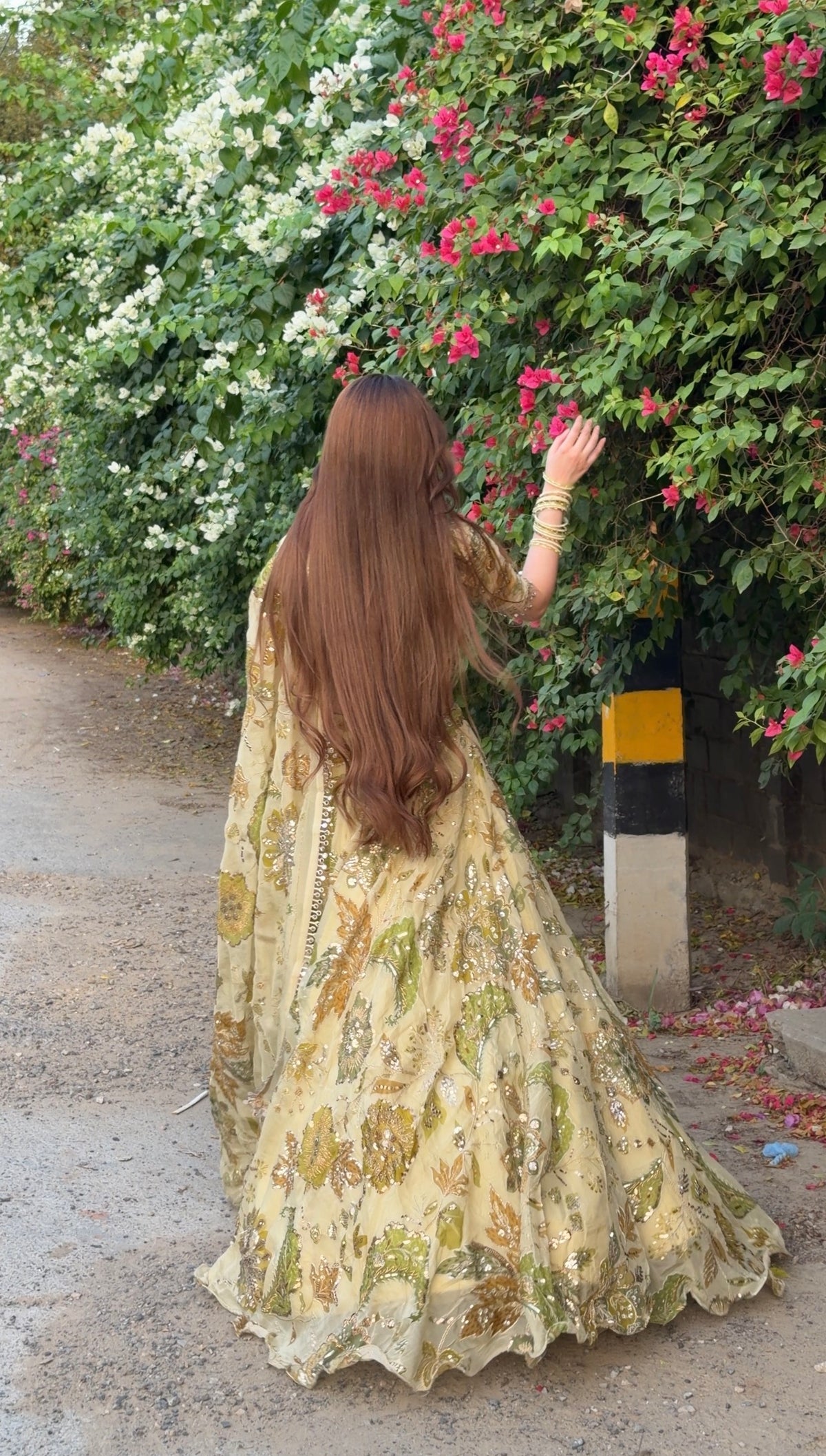Pastel Yellow Jugni Lehenga with Floral Embroidery | Designer Wear