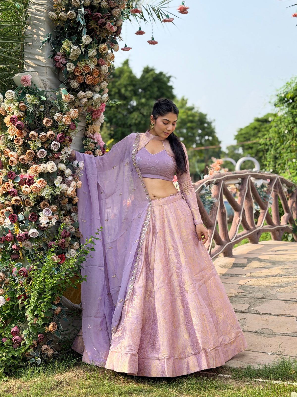Kanjivaram Lehenga in Elegant Lavender & Pink | Radhika Boutique