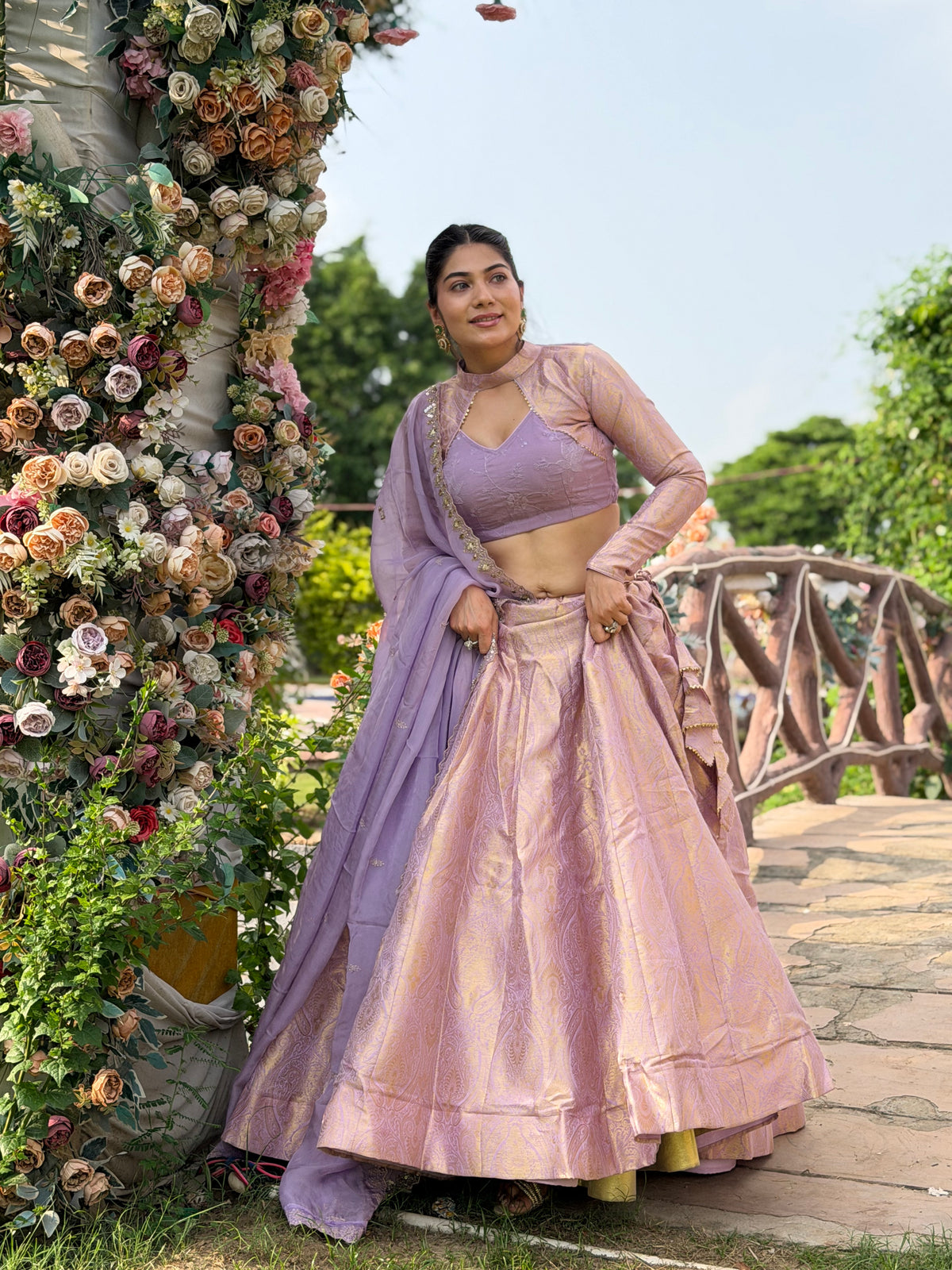 Kanjivaram Lehenga in Elegant Lavender & Pink | Radhika Boutique