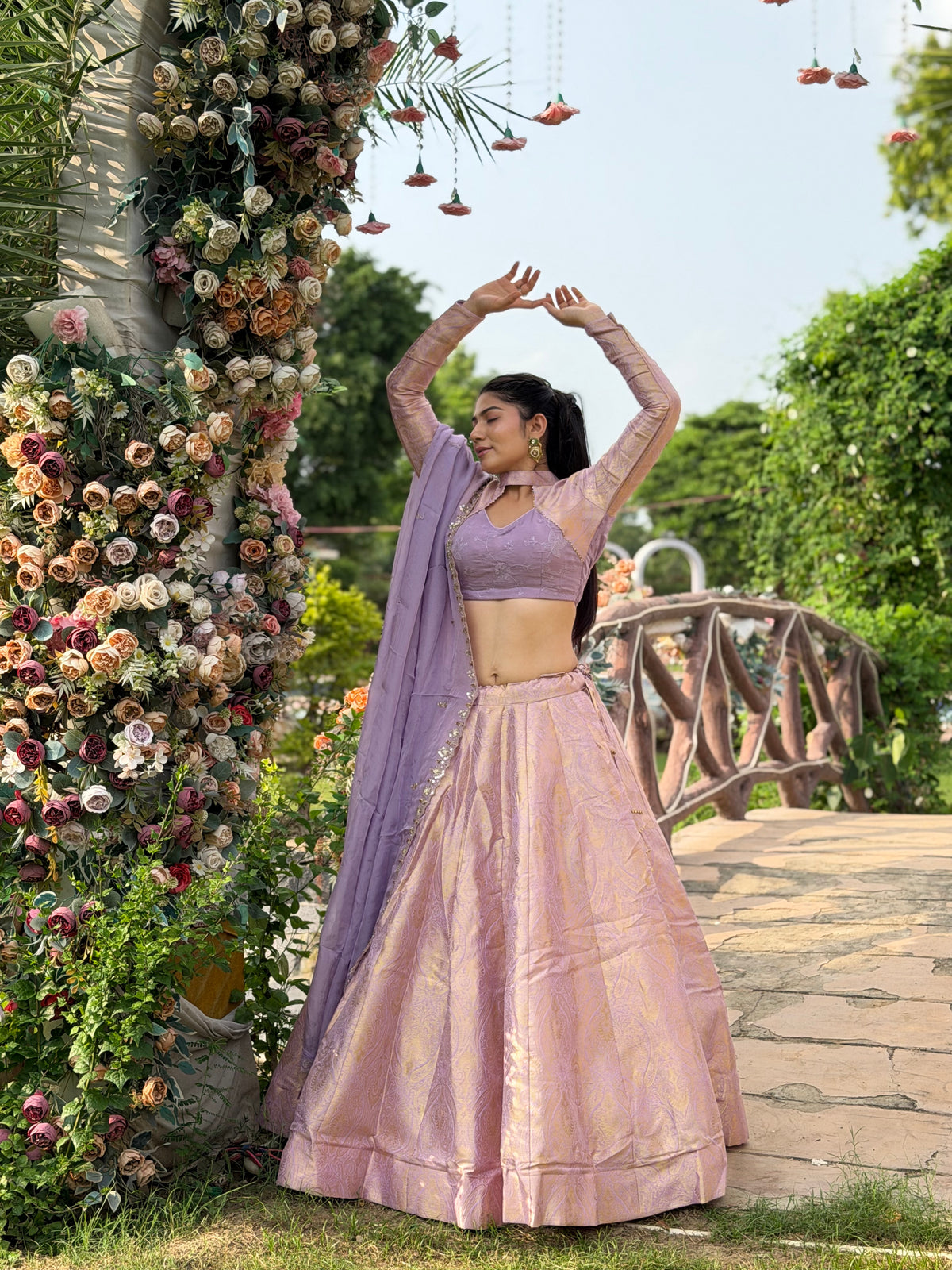 Kanjivaram Lehenga in Elegant Lavender & Pink | Radhika Boutique