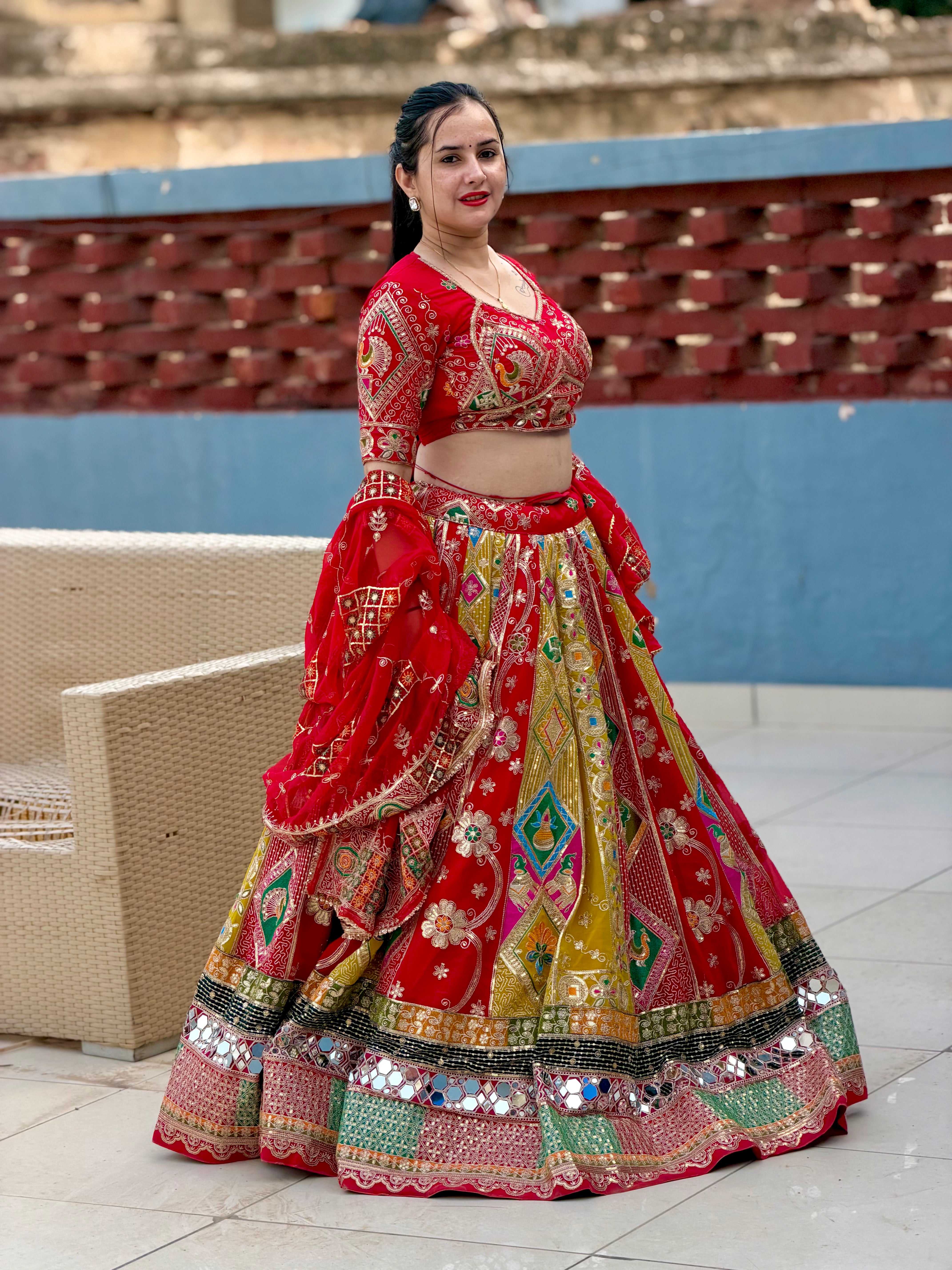 Red Noorkali Lehenga for Women | Designer Bridal Lehenga