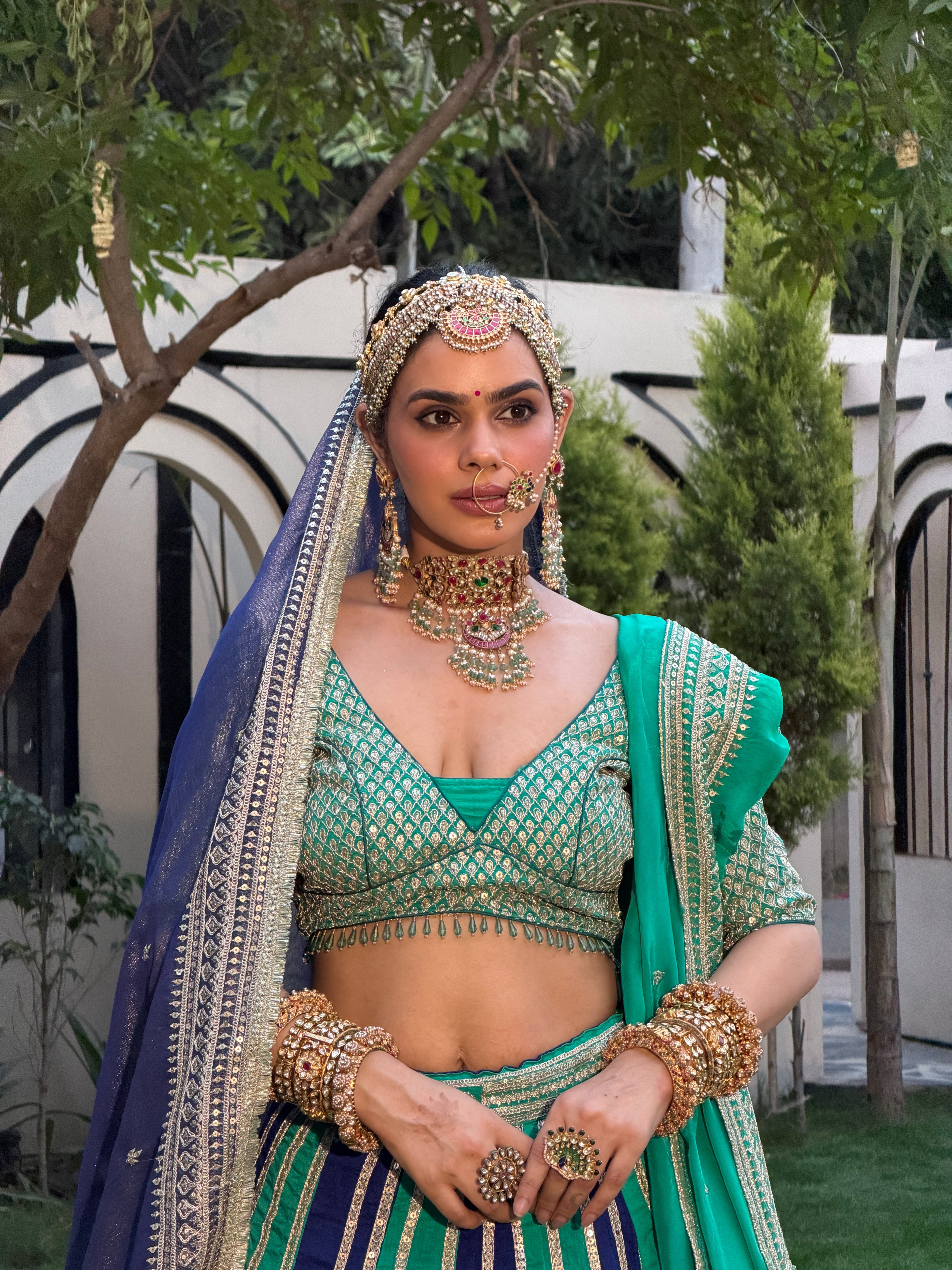 Sabyasachi Inspired Blue & Sea Green Lehenga for Bridal & Wedding Wear