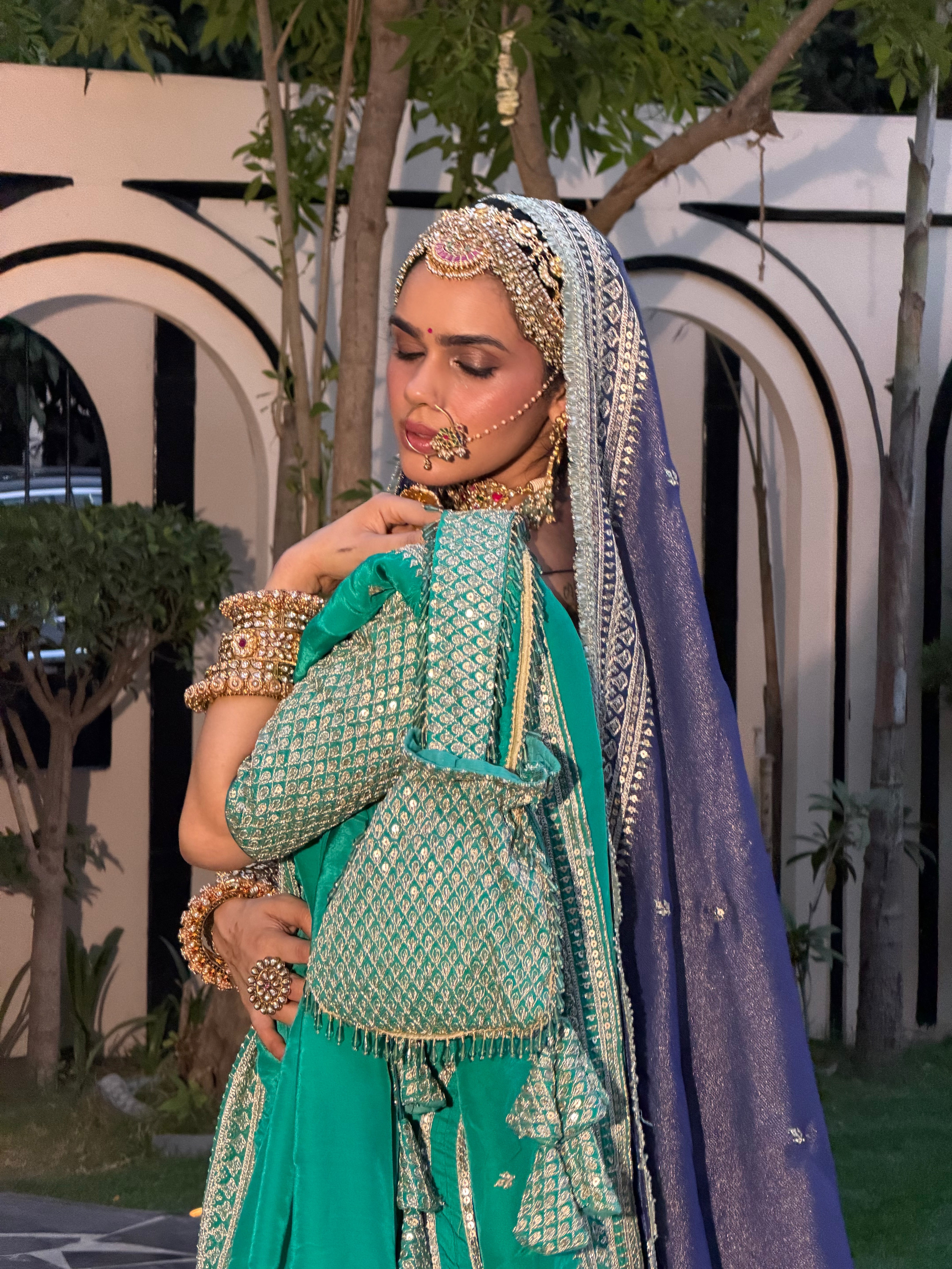 Sabyasachi Inspired Blue & Sea Green Lehenga for Bridal & Wedding Wear