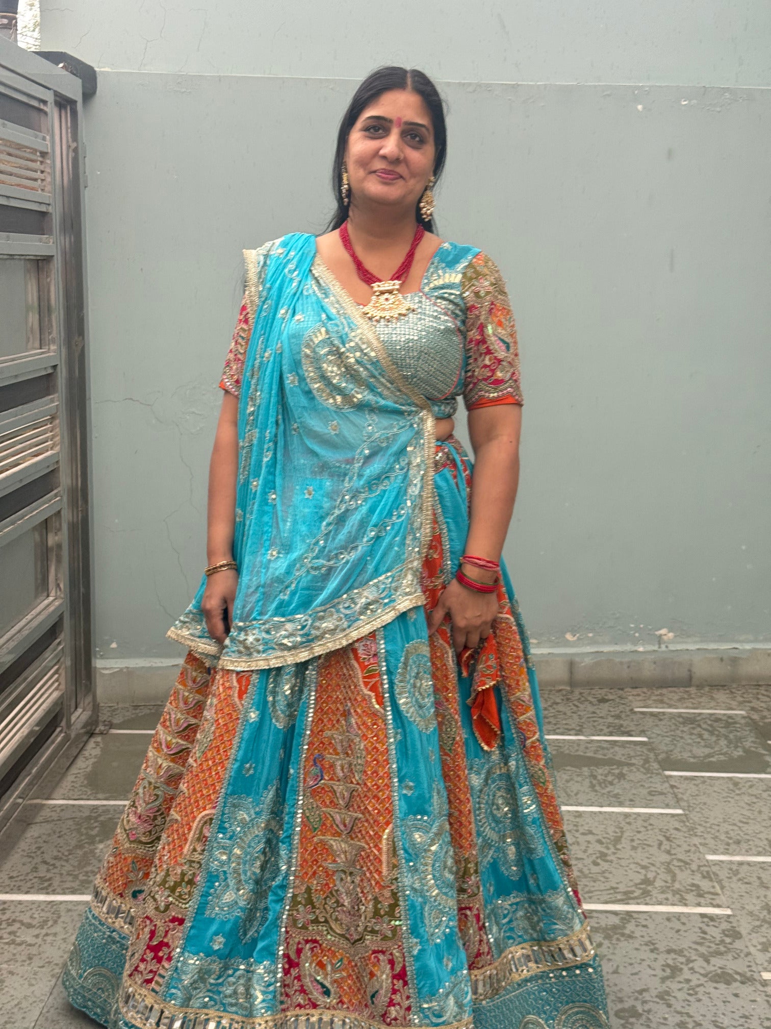 Designer Turquoise  Blue  Lehenga with Heavy Embroidery & Dupatta