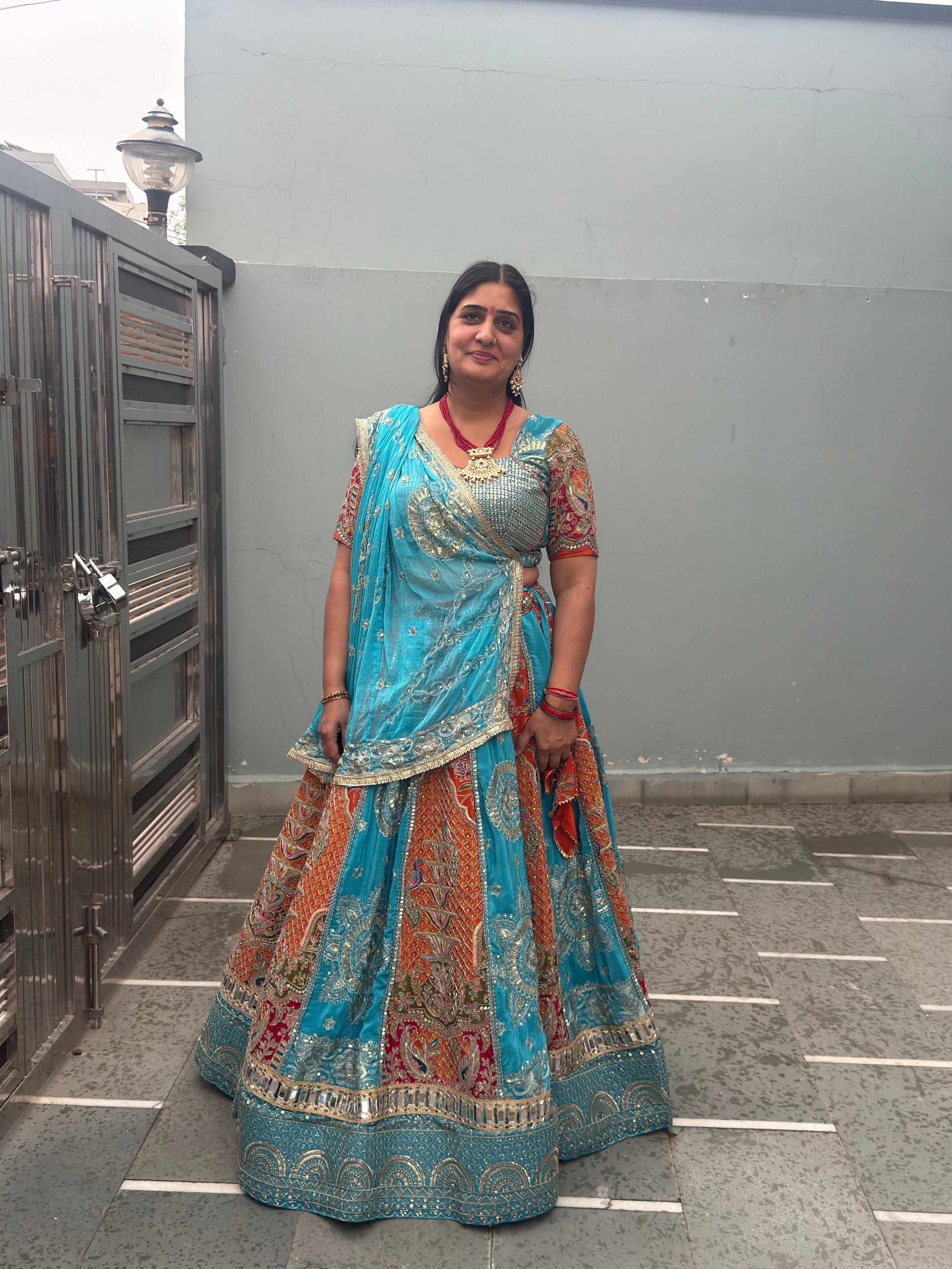 Designer Turquoise  Blue  Lehenga with Heavy Embroidery & Dupatta