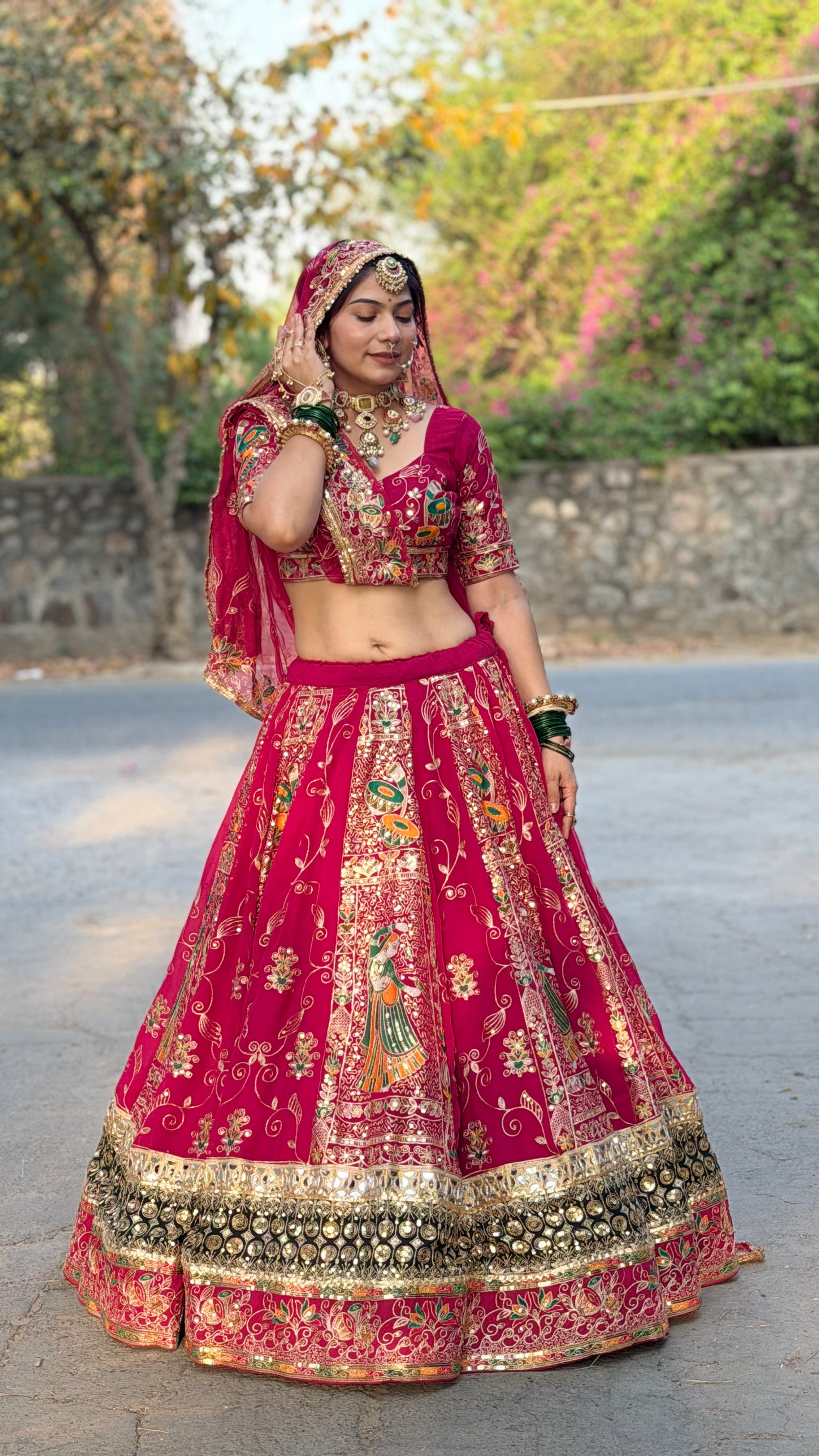 Bindani Rani Bridal Lehenga | Rajasthani Designer Lehenga with Full Gher