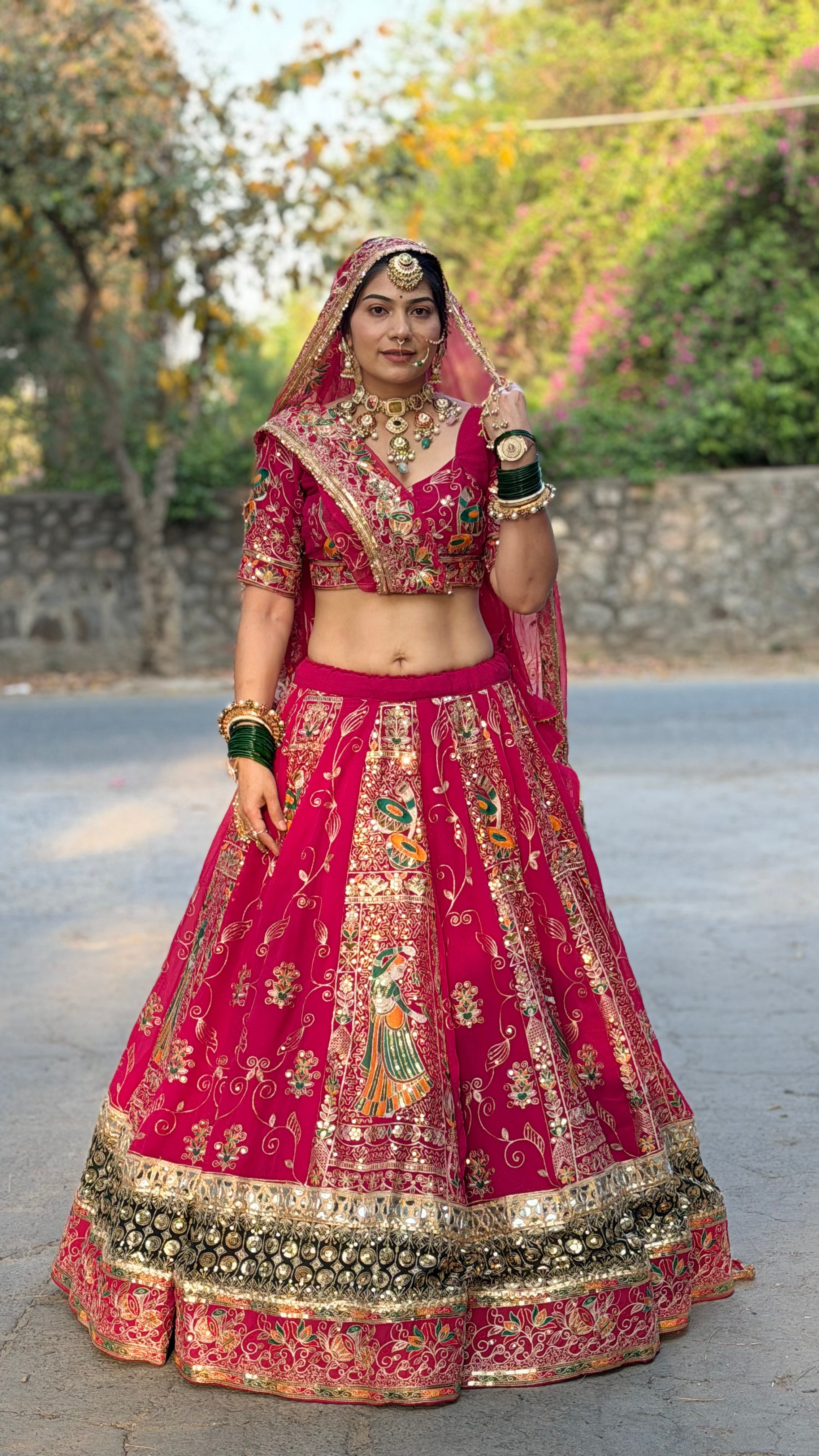 Bindani Rani Bridal Lehenga | Rajasthani Designer Lehenga with Full Gher