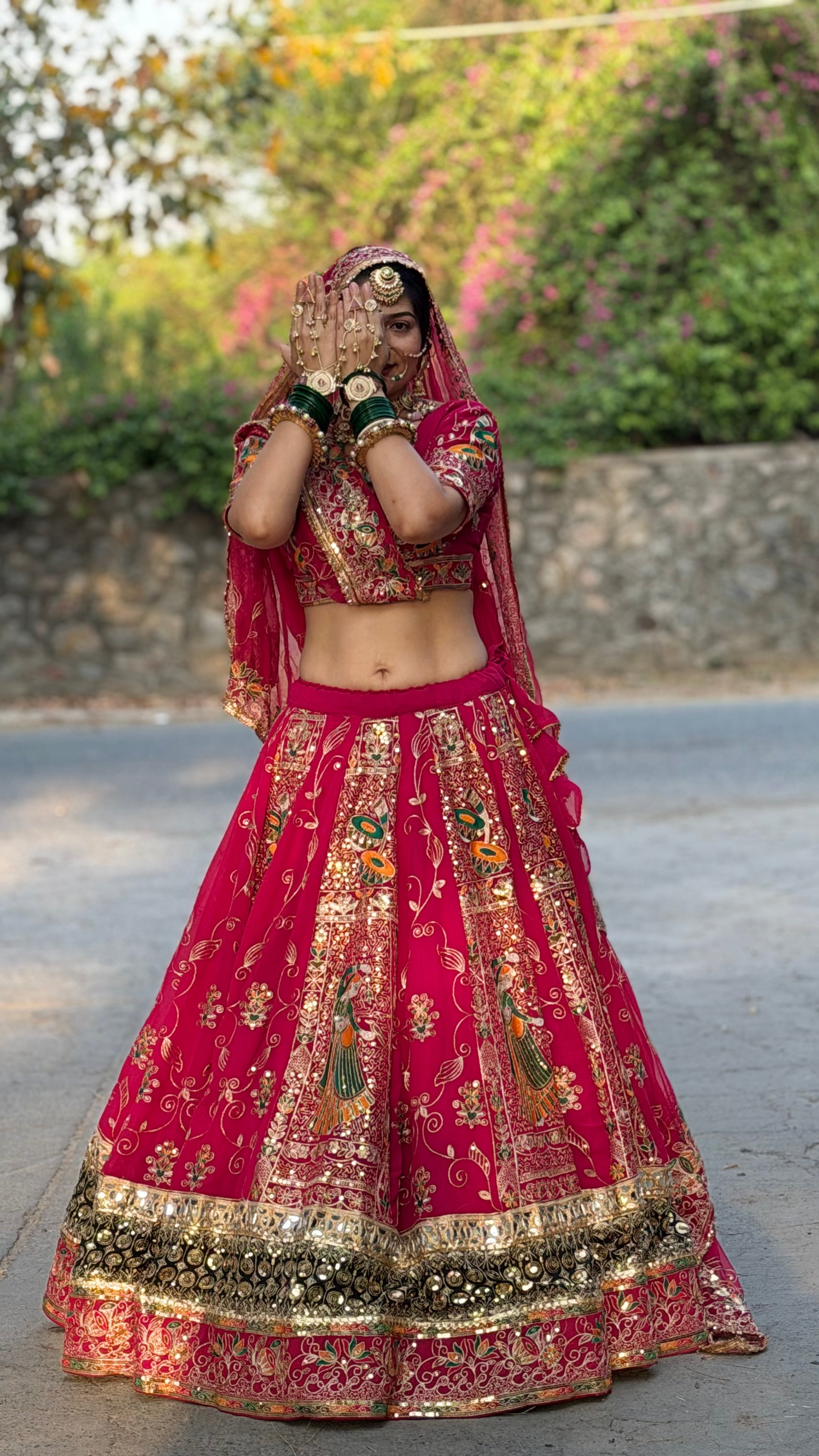 Bindani Rani Bridal Lehenga | Rajasthani Designer Lehenga with Full Gher