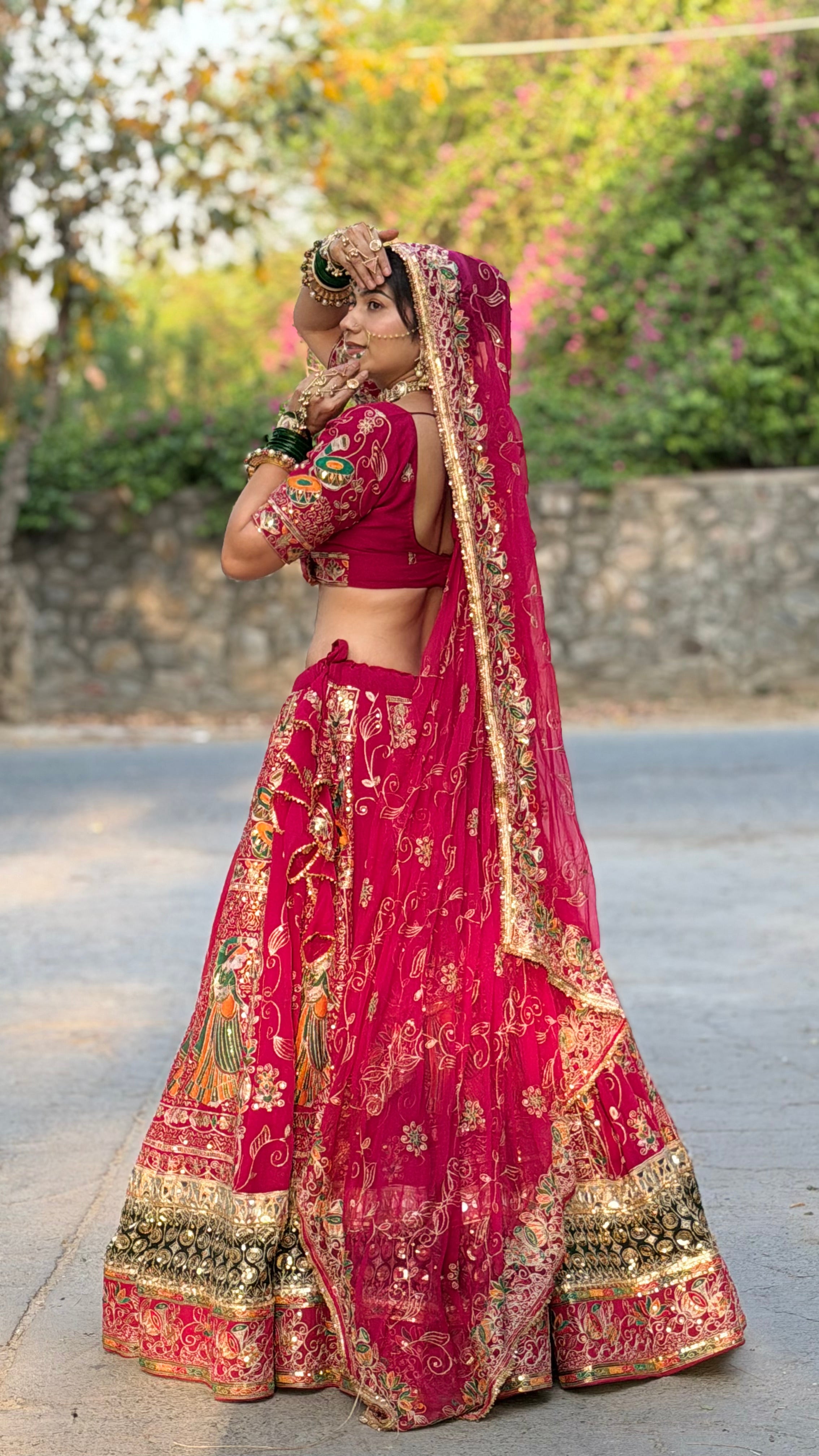 Bindani Rani Bridal Lehenga | Rajasthani Designer Lehenga with Full Gher