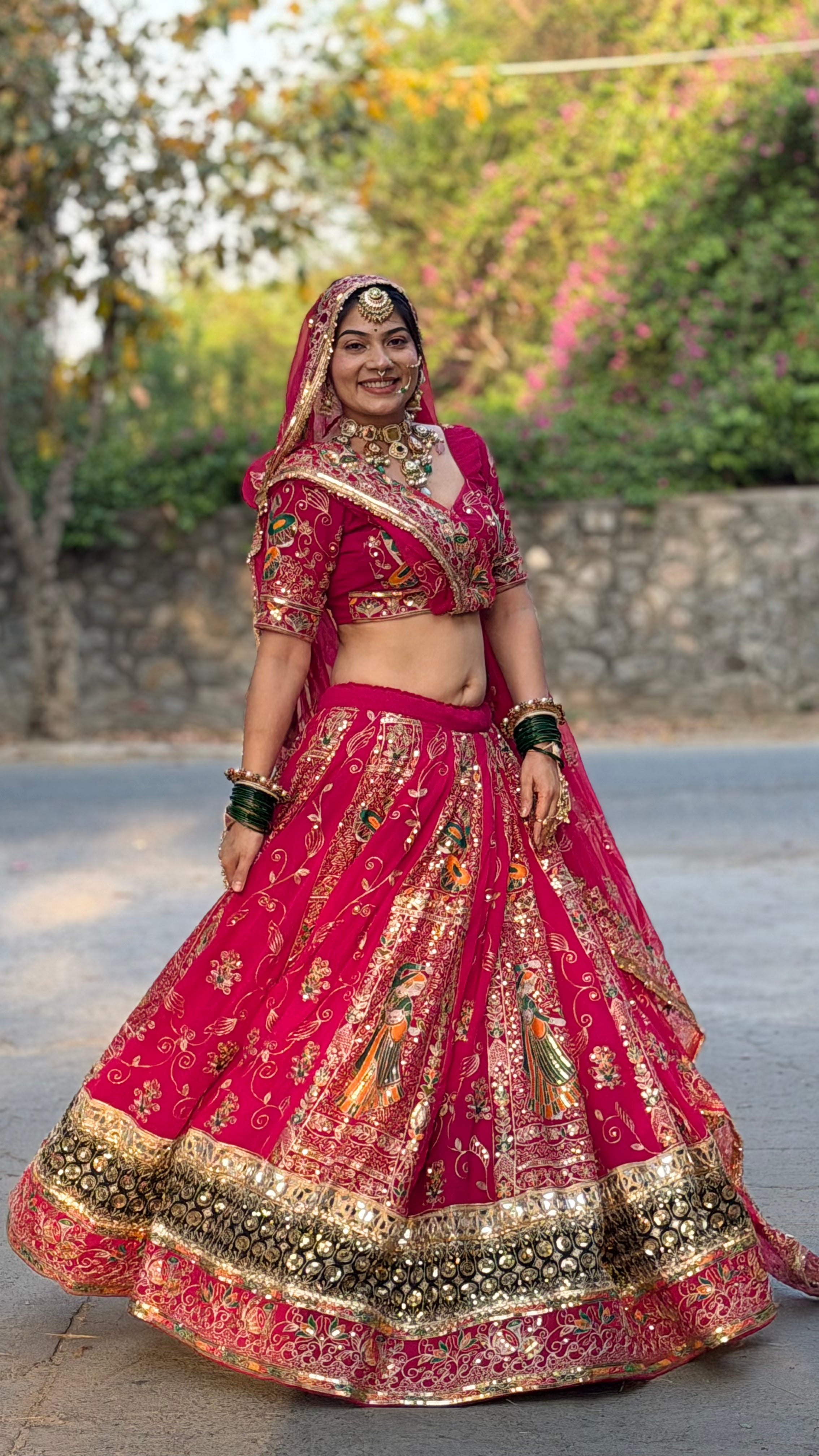 Bindani Rani Bridal Lehenga | Rajasthani Designer Lehenga with Full Gher
