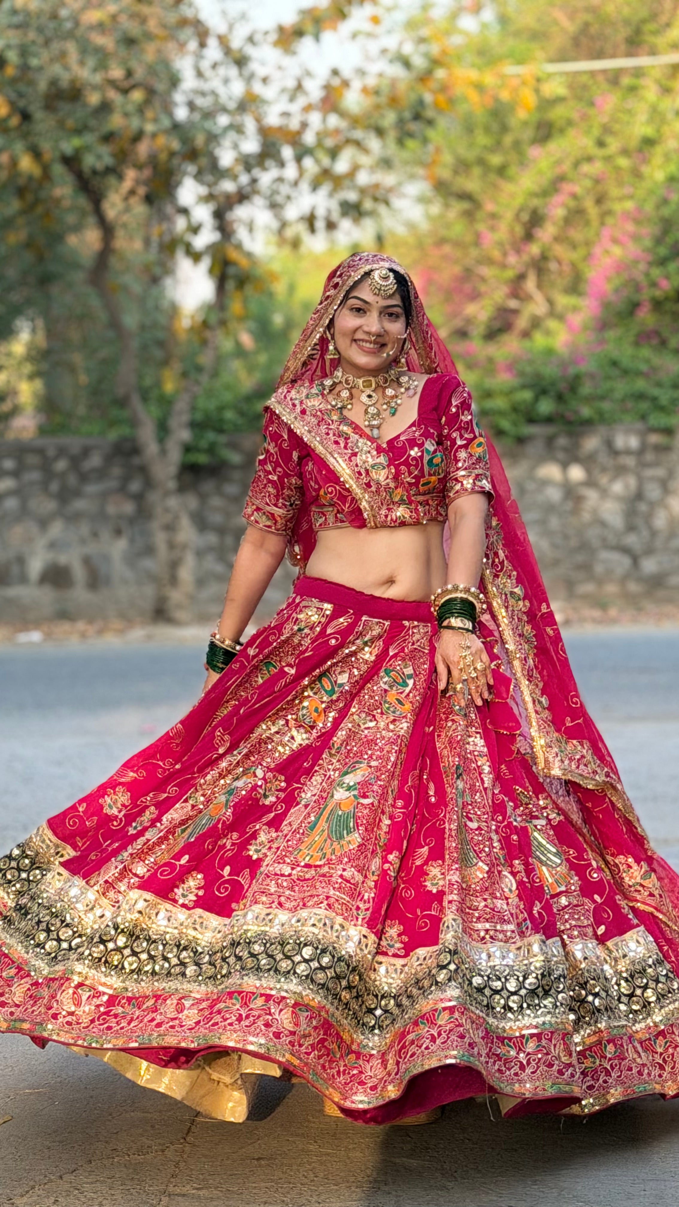 Bindani Rani Bridal Lehenga | Rajasthani Designer Lehenga with Full Gher