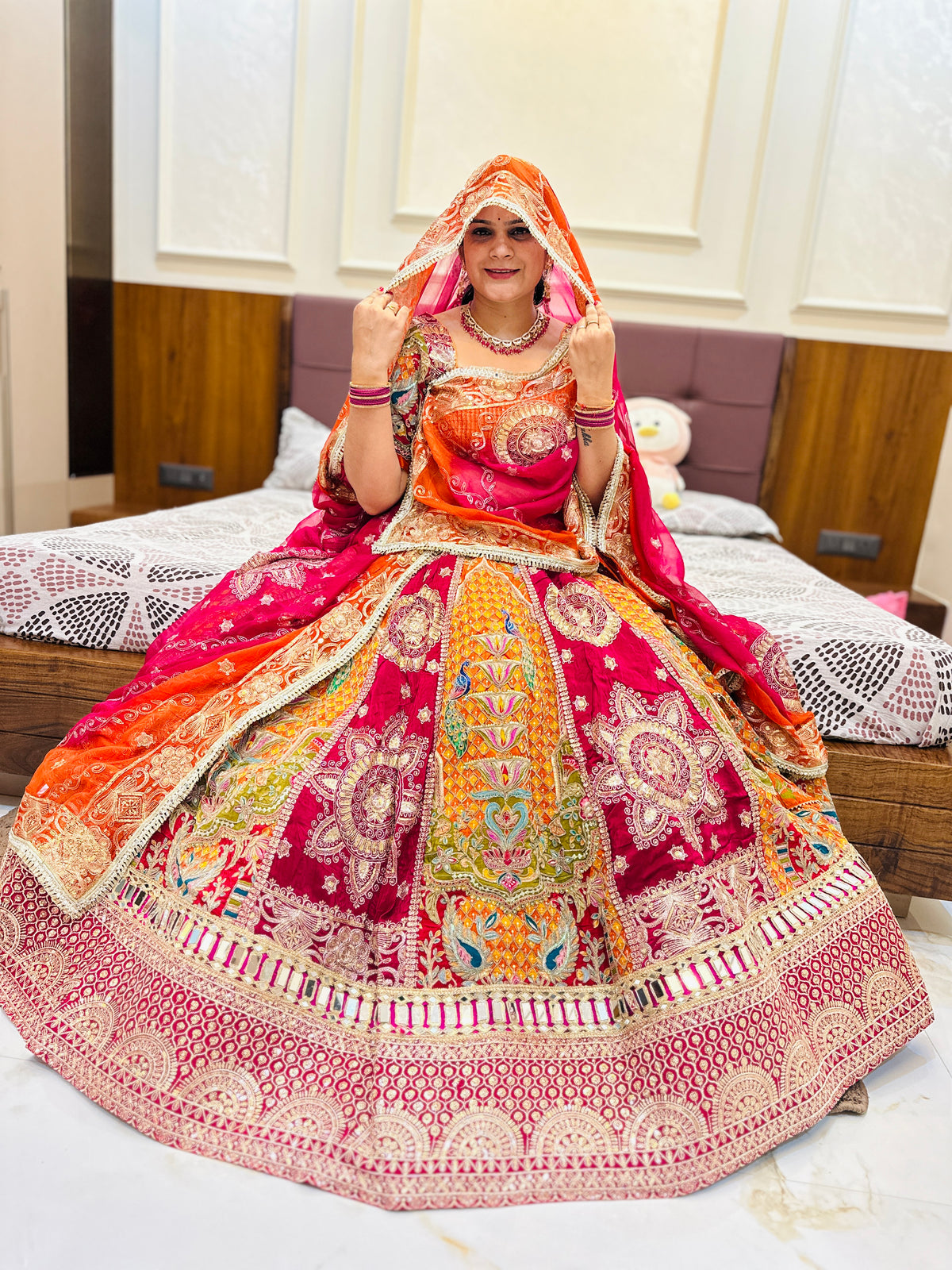 Royal Vintage Orange Bridal Lehenga with Heavy Embroidery & Dupatta | Designer Wedding Lehenga | Radhika Boutique