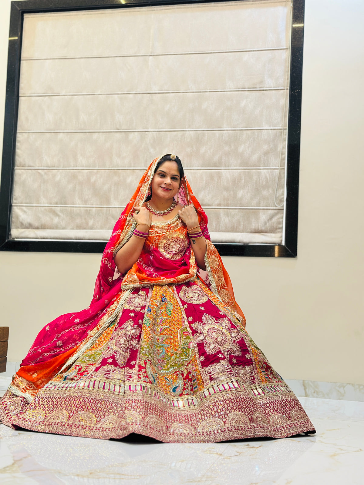 Royal Vintage Orange Bridal Lehenga with Heavy Embroidery & Dupatta | Designer Wedding Lehenga | Radhika Boutique