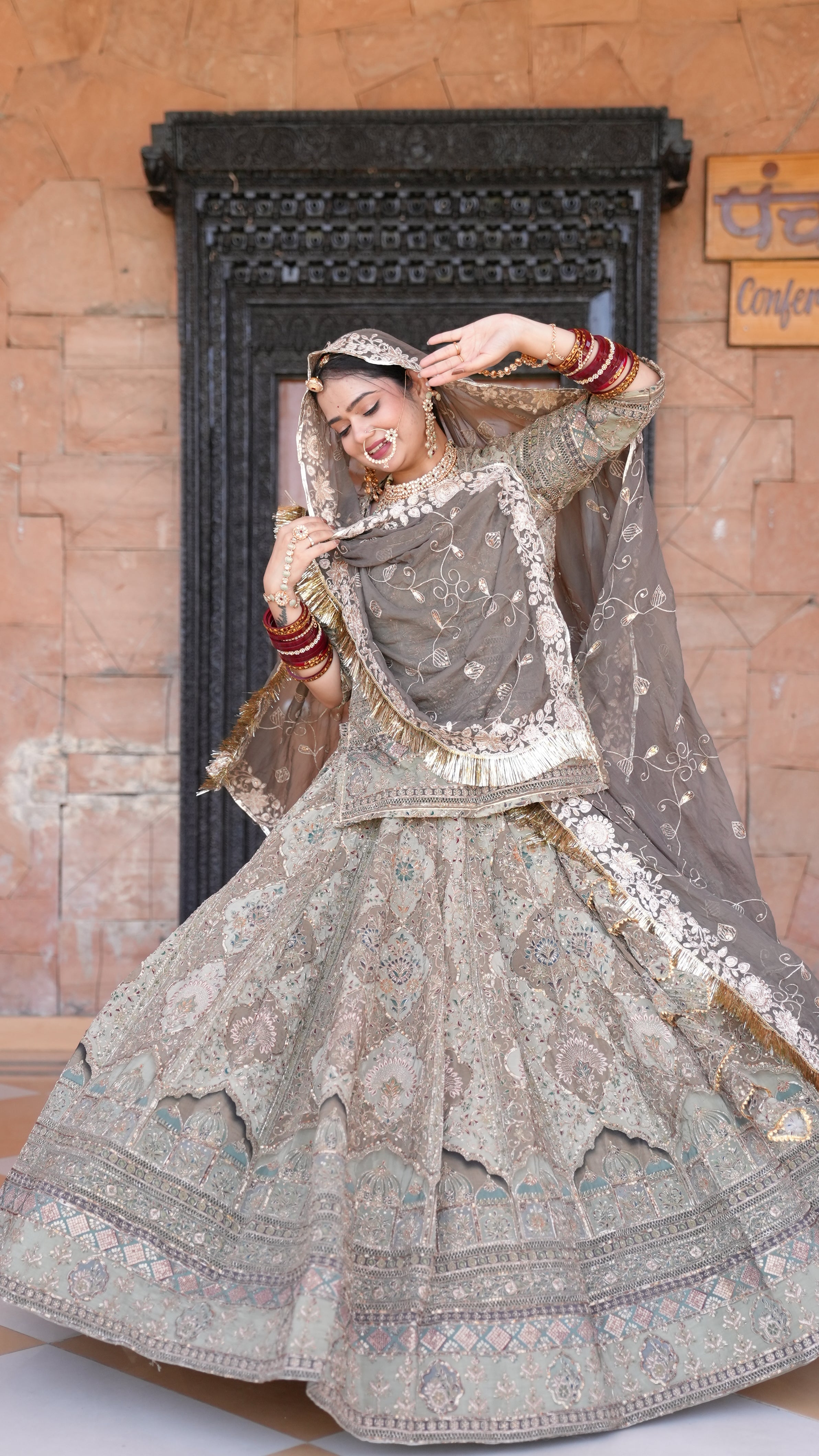 Chaandni Lehenga | Elegant Grey Embroidered Bridal Lehenga with Dupatta