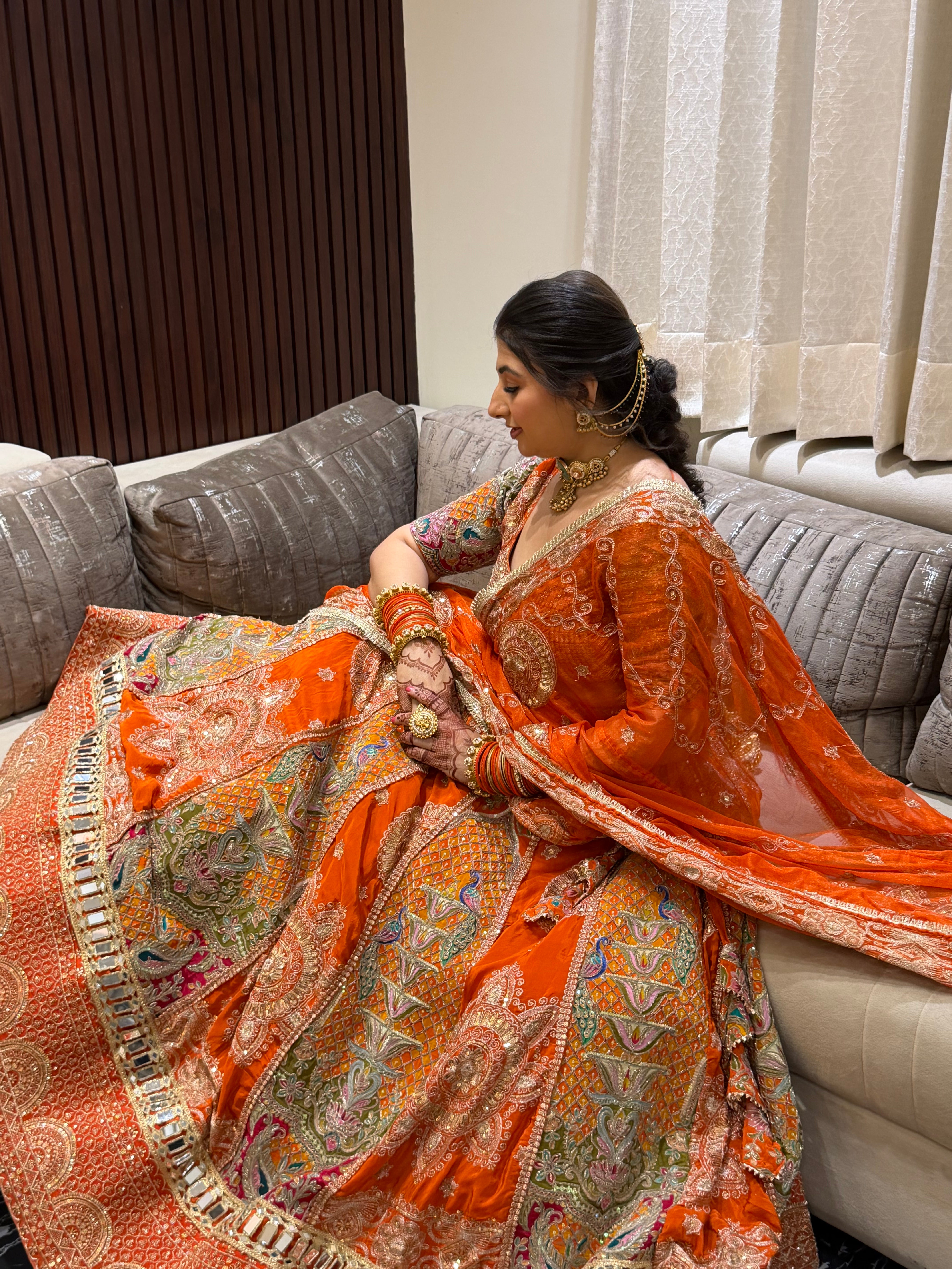 Royal Vintage Orange Bridal Lehenga with Heavy Embroidery & Dupatta | Designer Wedding Lehenga
