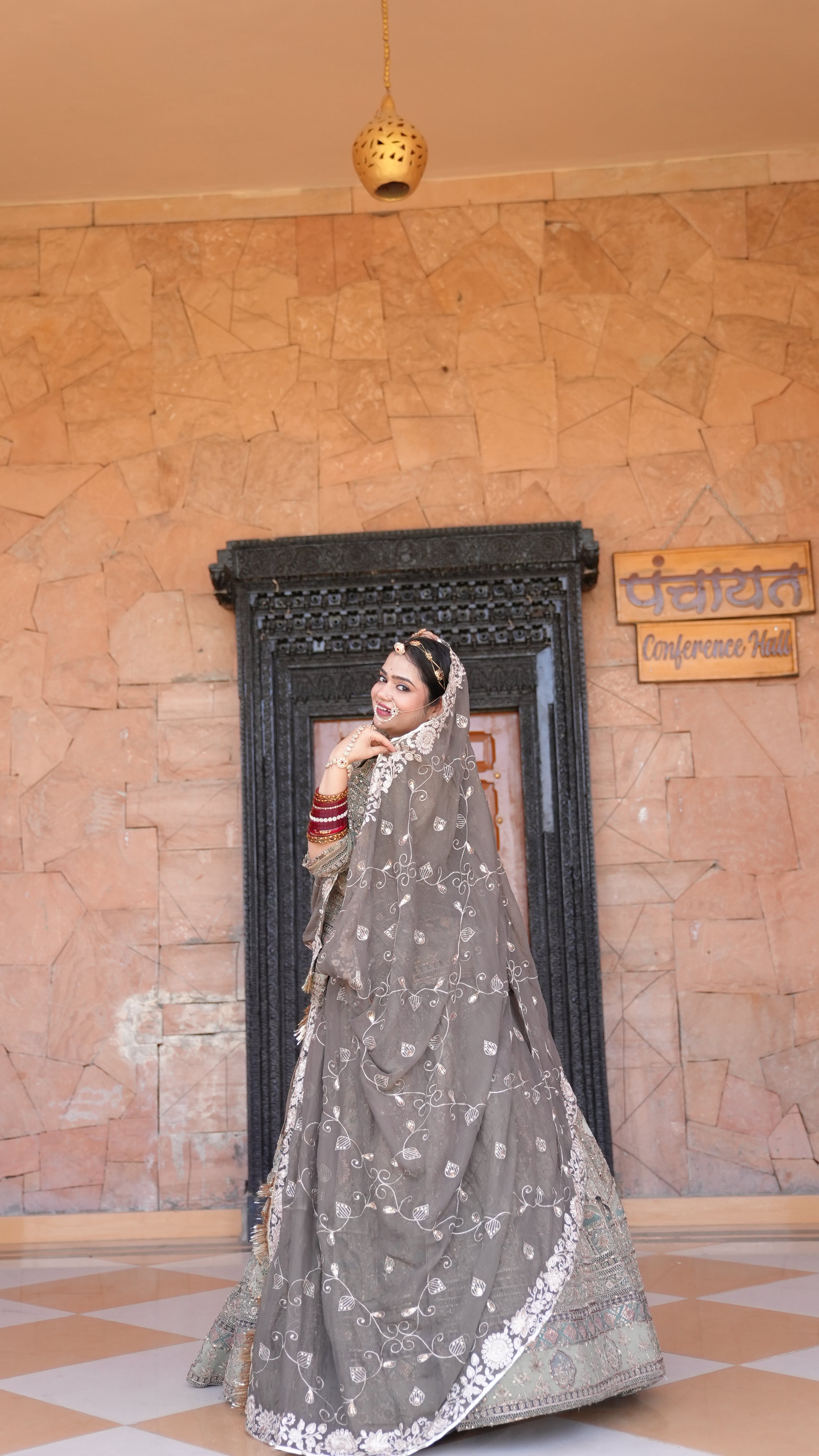 Chaandni Lehenga | Elegant Grey Embroidered Bridal Lehenga with Dupatta