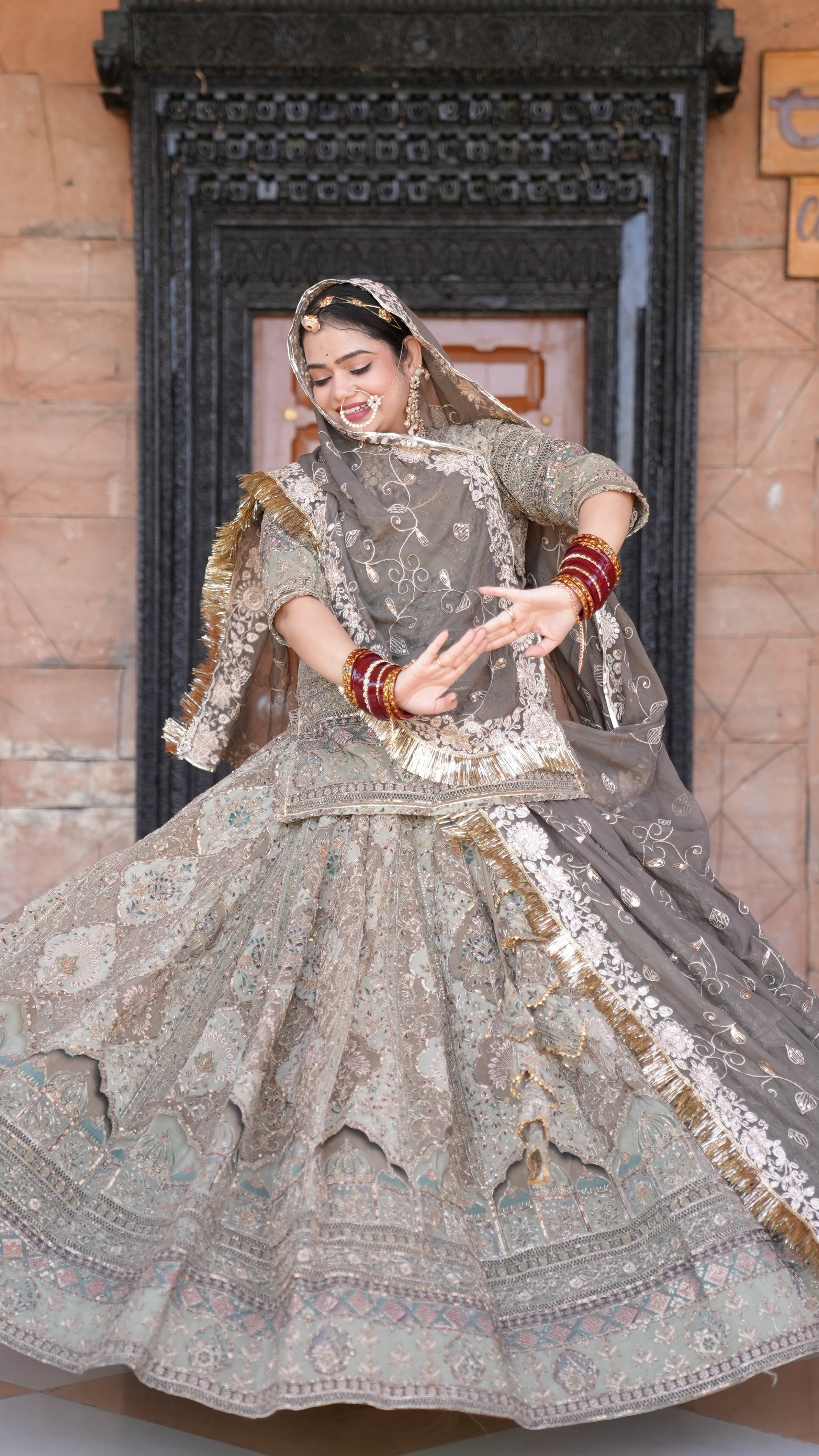 Chaandni Lehenga | Elegant Grey Embroidered Bridal Lehenga with Dupatta